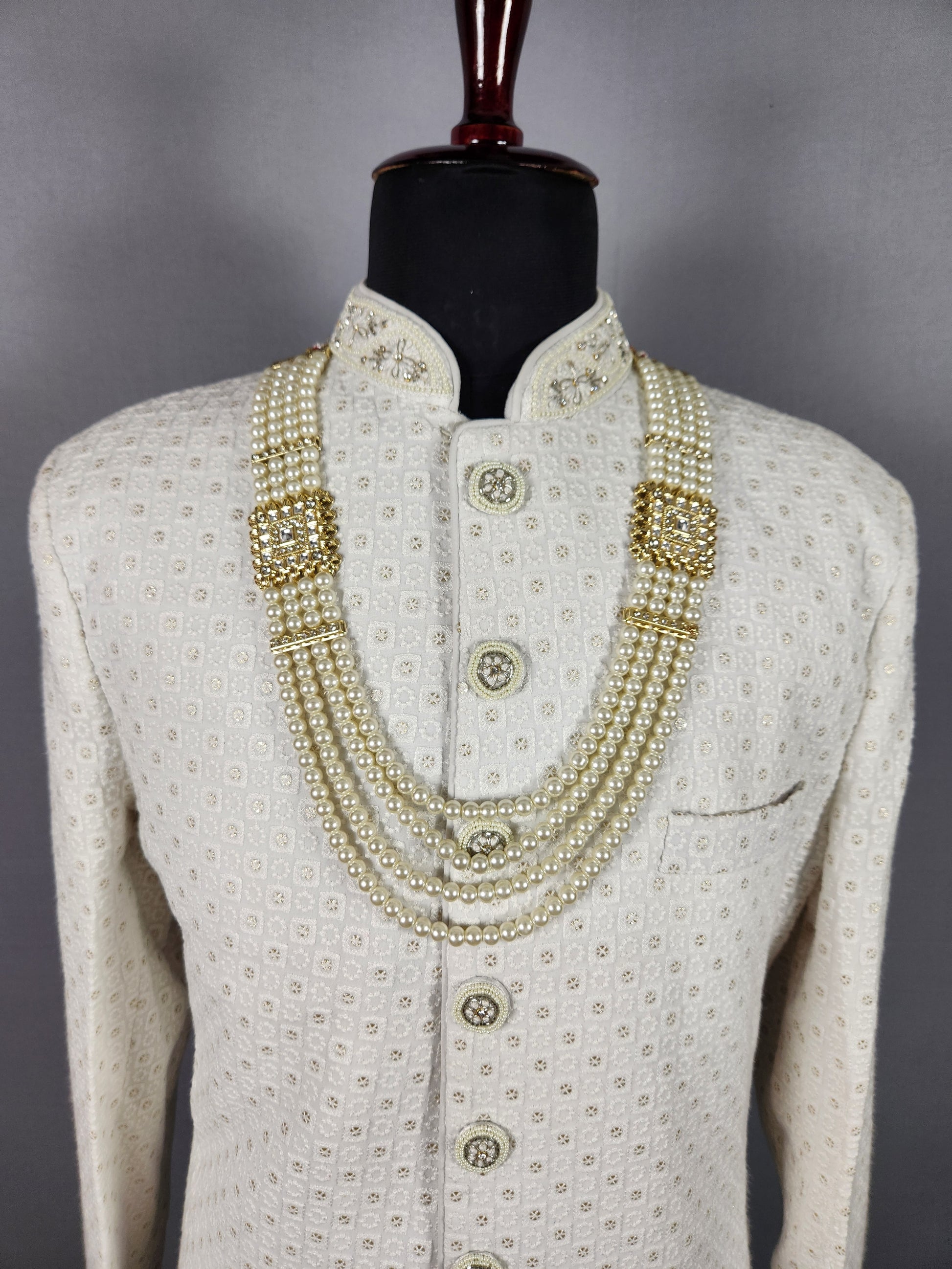 White Pearl Necklace For Groom