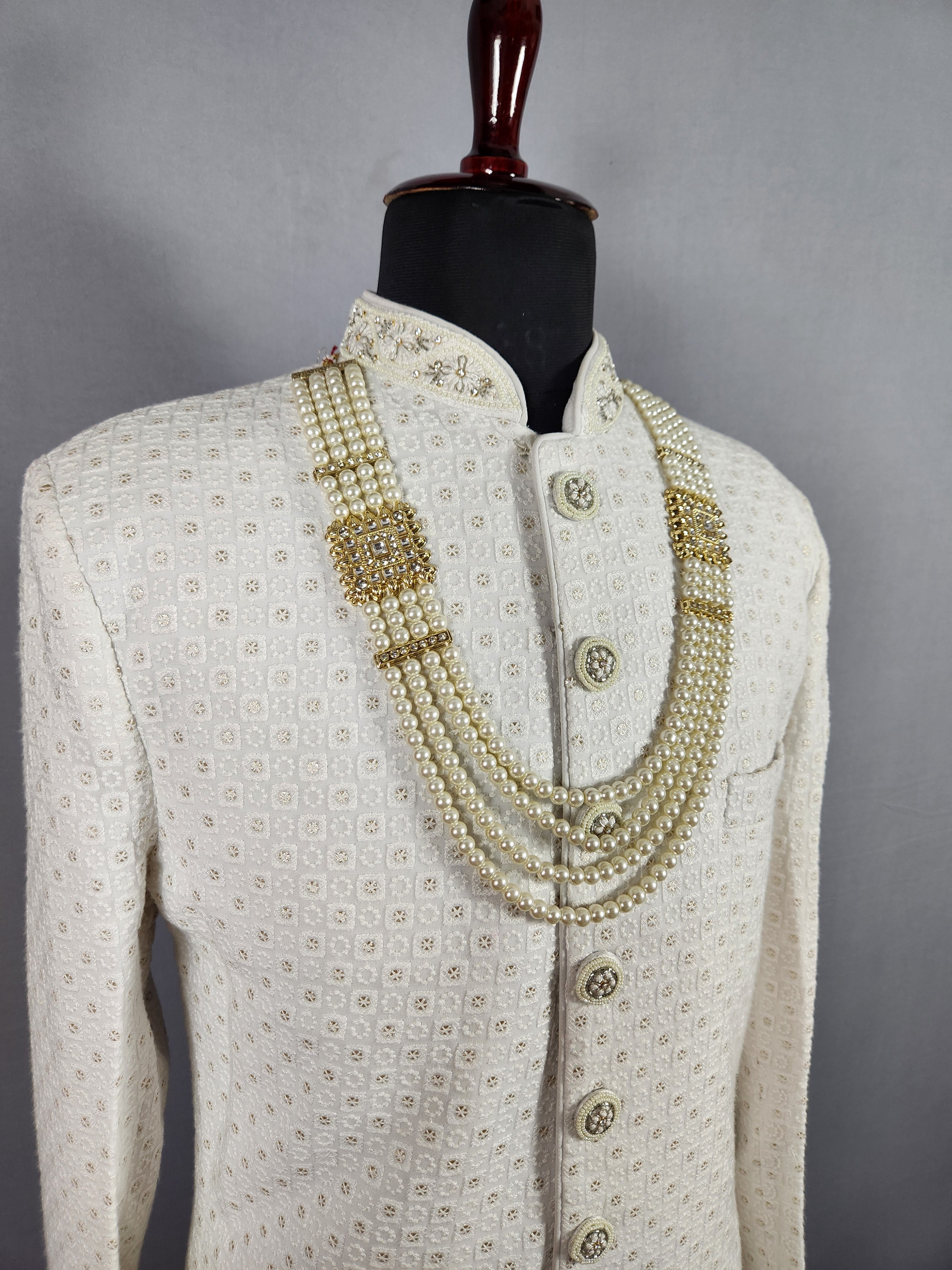 White Pearl Necklace For Groom