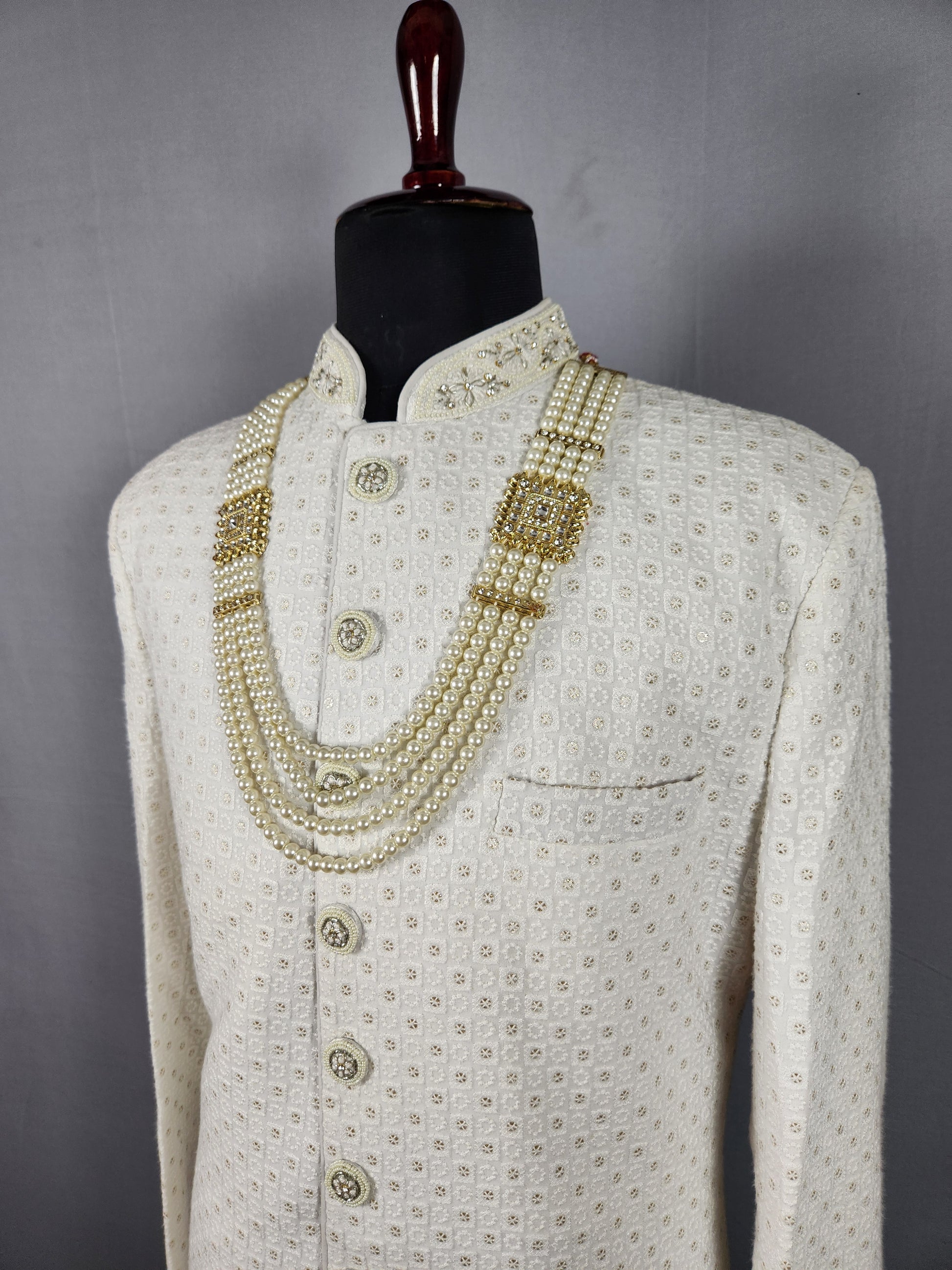 White Pearl Necklace For Groom