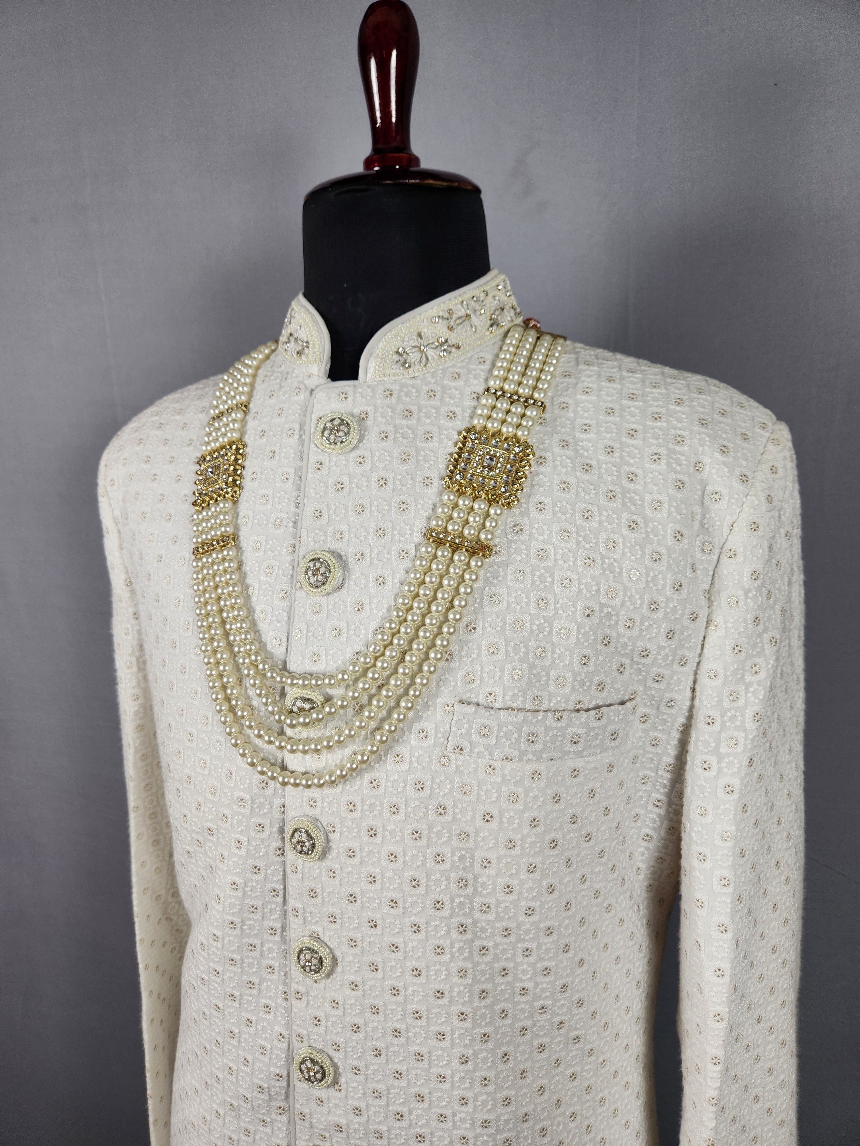 White Pearl Necklace For Groom