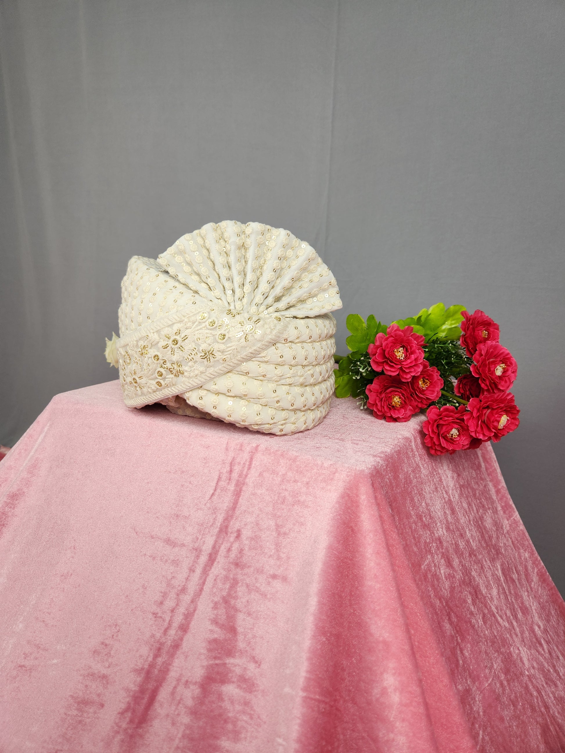 White Groom Turban Shawl Set