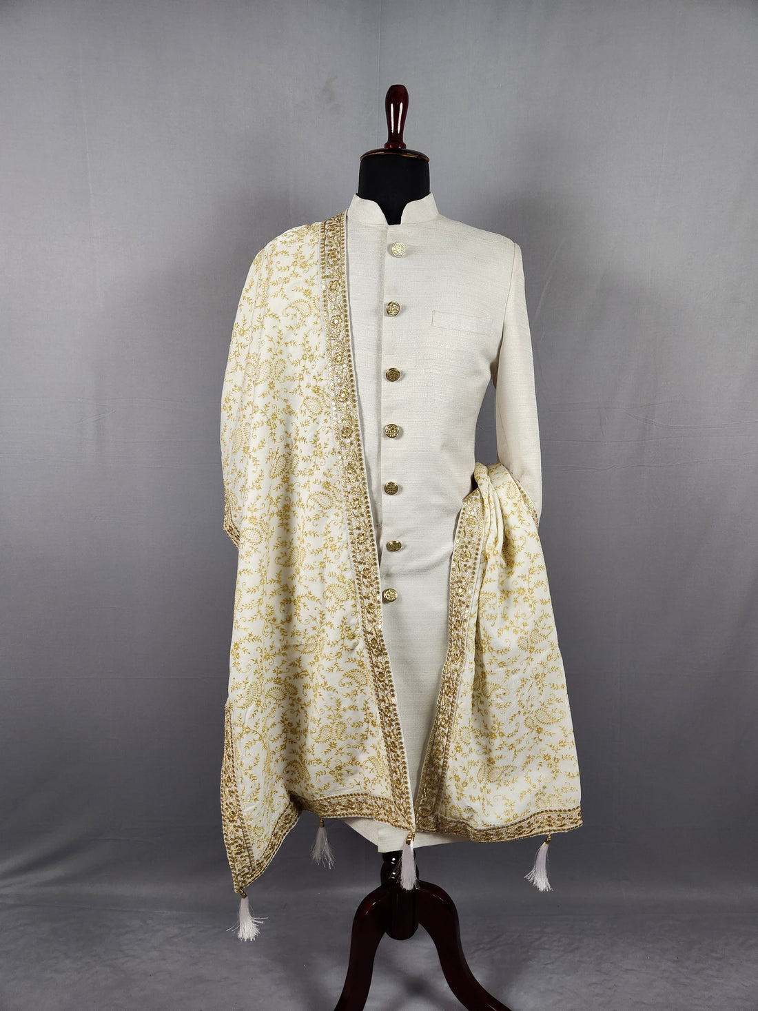 White Groom Stole WITH Gold Printed