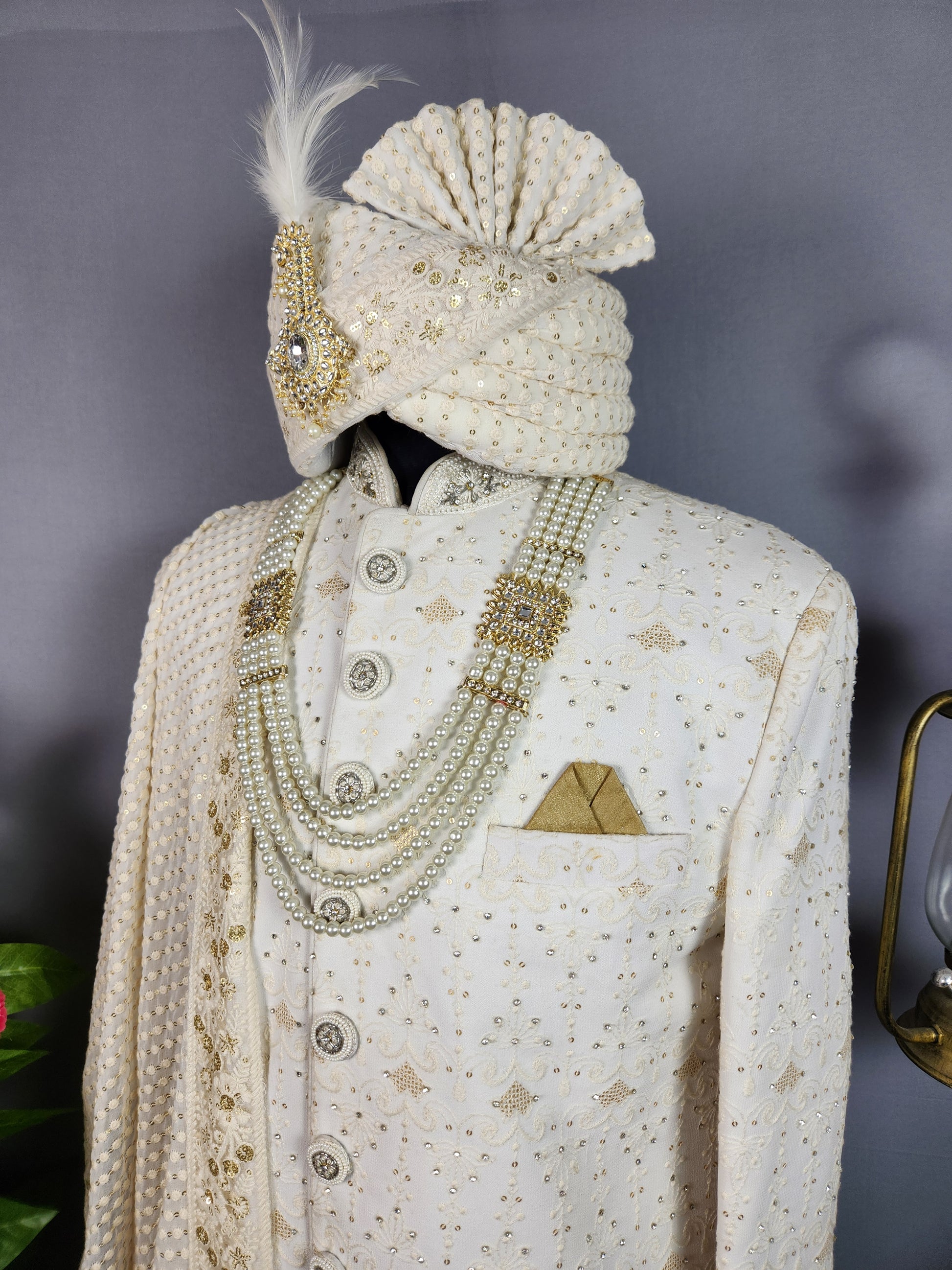 White Sherwani for Groom  -   Indian Wedding Outfit for Men