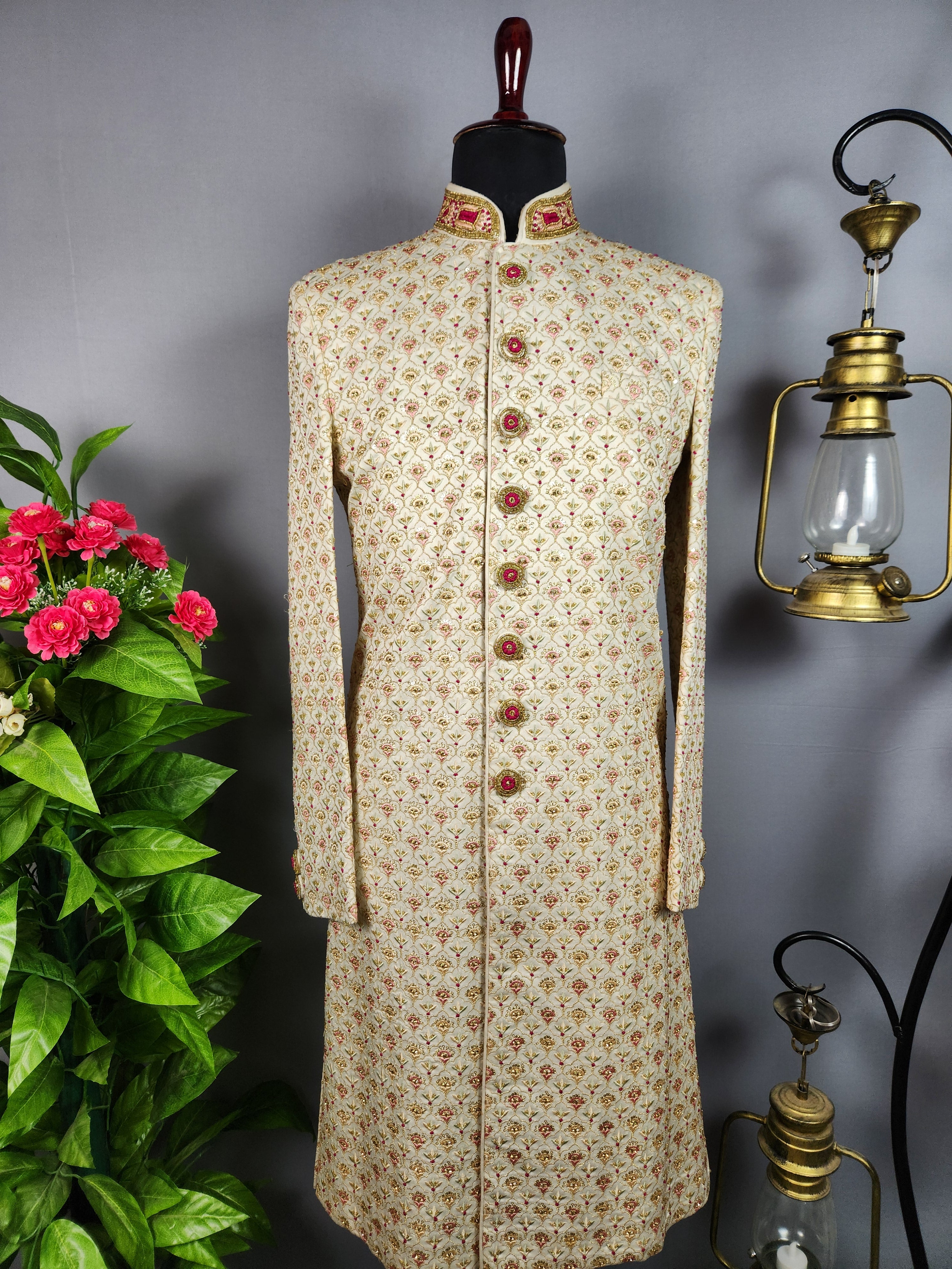 White Sherwani for Groom  -   Indian Wedding Outfit for Men
