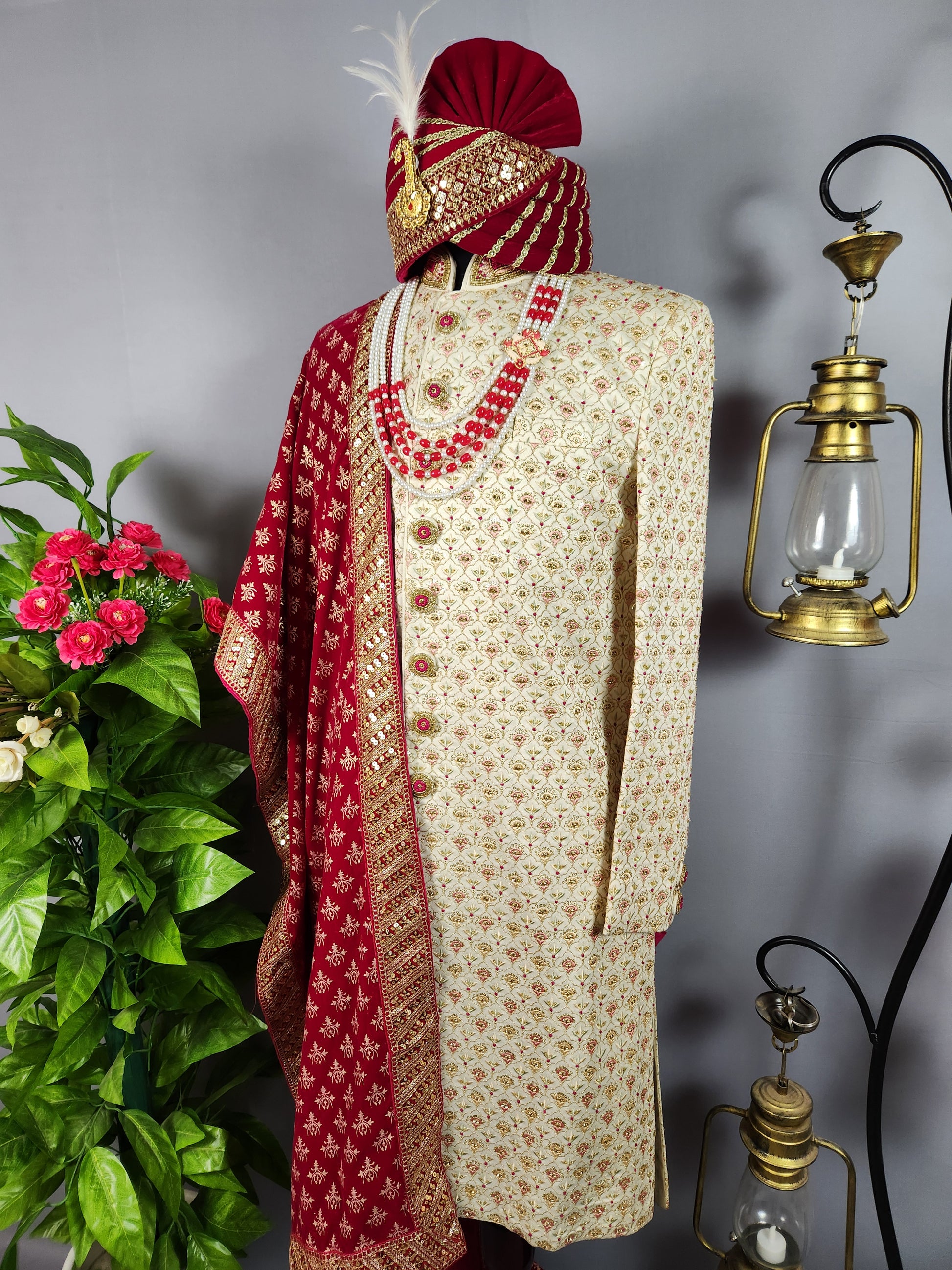 White Sherwani for Groom  -   Indian Wedding Outfit for Men