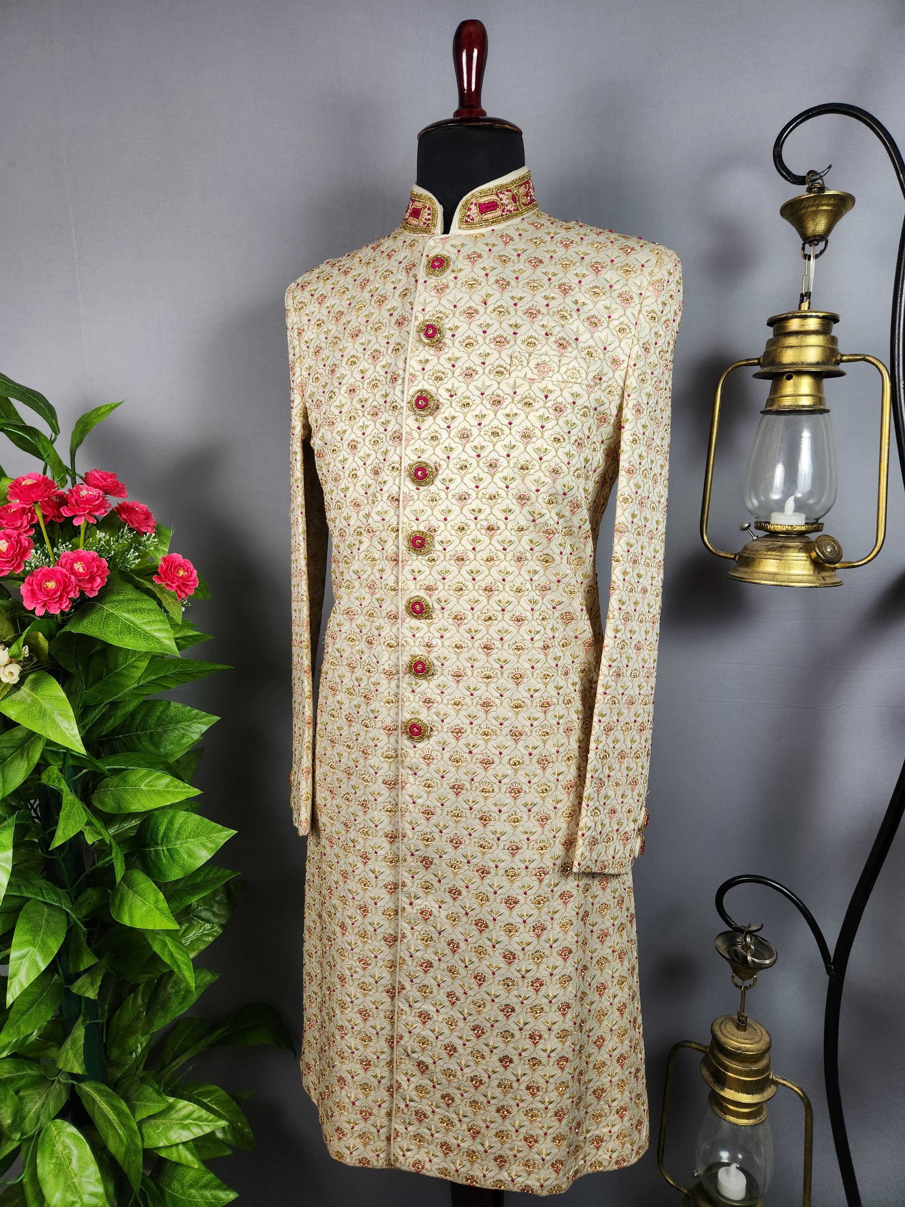 White Sherwani for Groom  -   Indian Wedding Outfit for Men