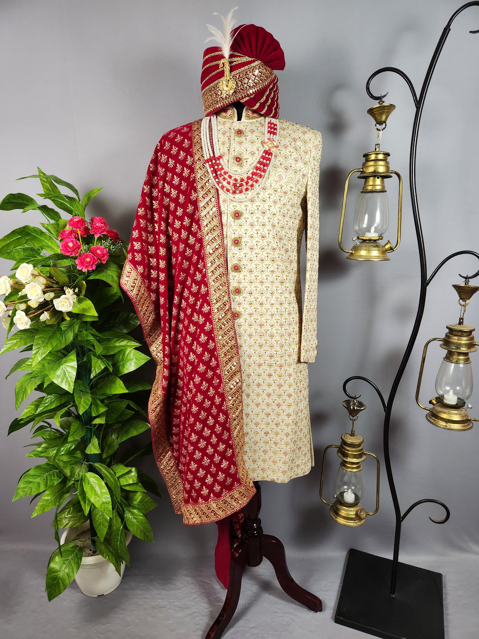 White Sherwani for Groom  -   Indian Wedding Outfit for Men