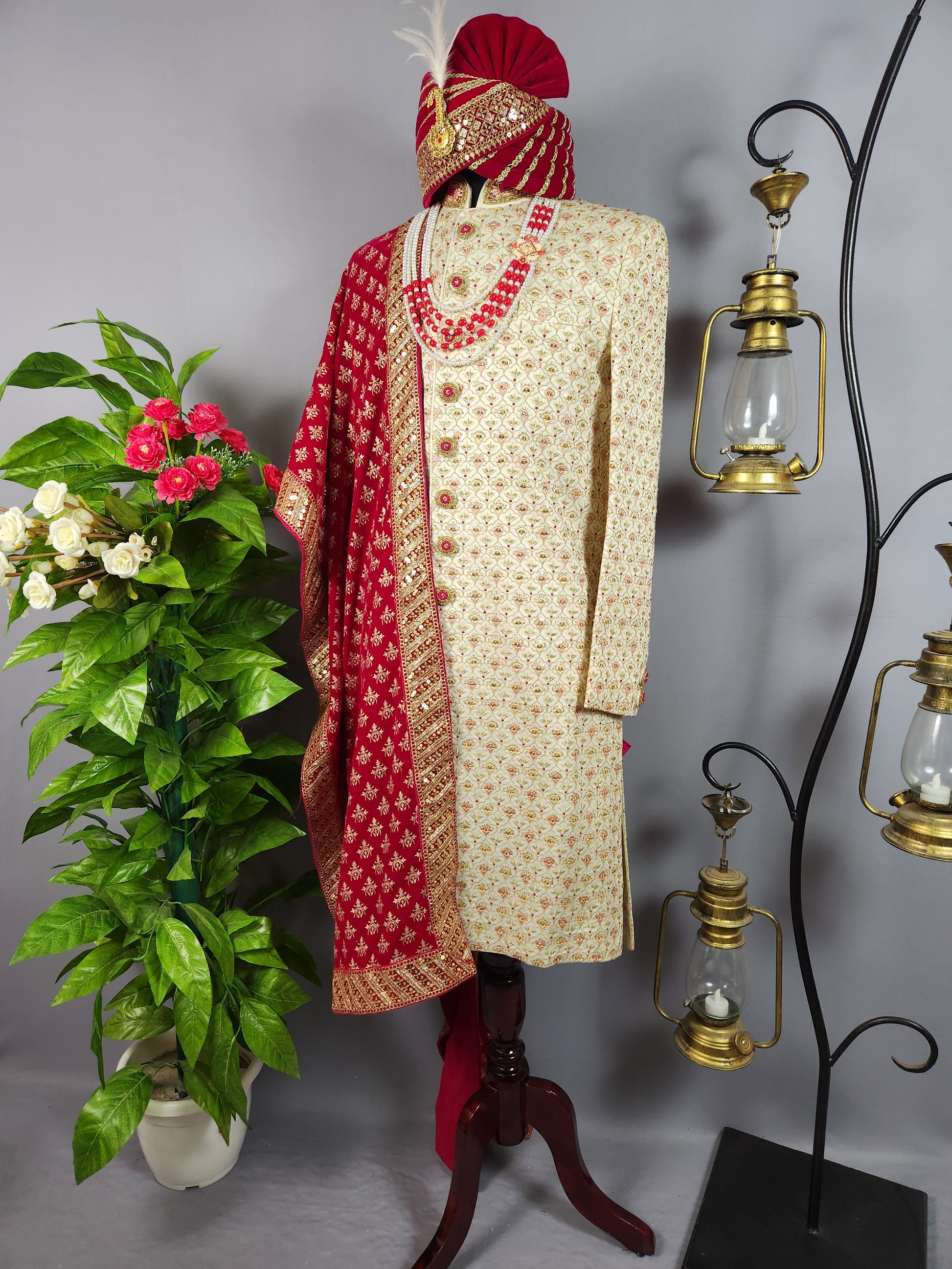 White Sherwani for Groom  -   Indian Wedding Outfit for Men