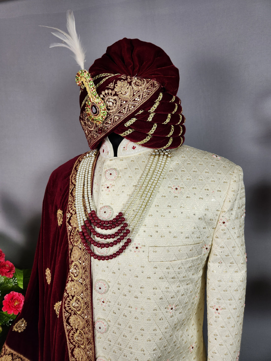 White Sherwani for Groom  -   Indian Wedding Outfit for Men