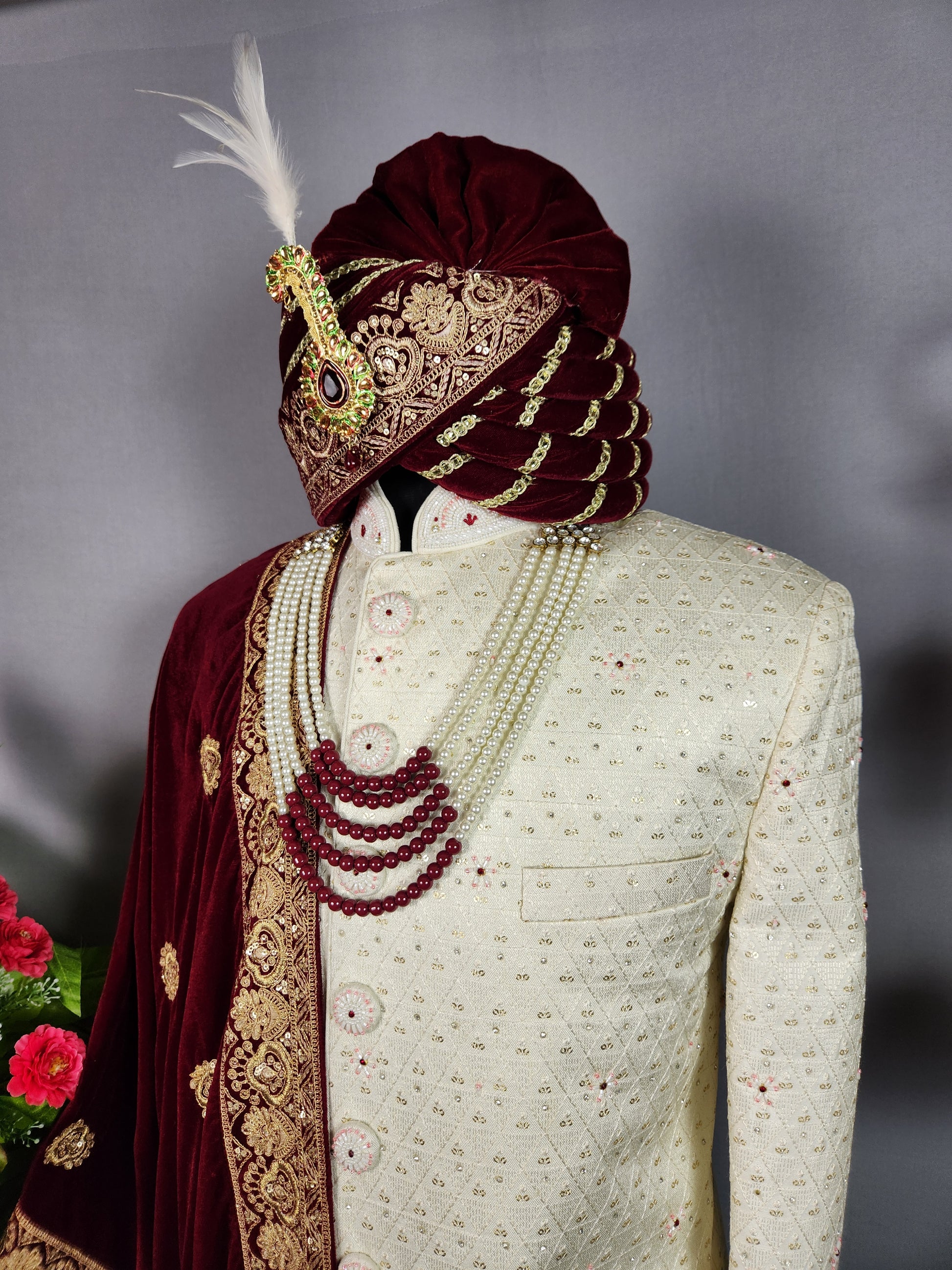 White Sherwani for Groom  -   Indian Wedding Outfit for Men