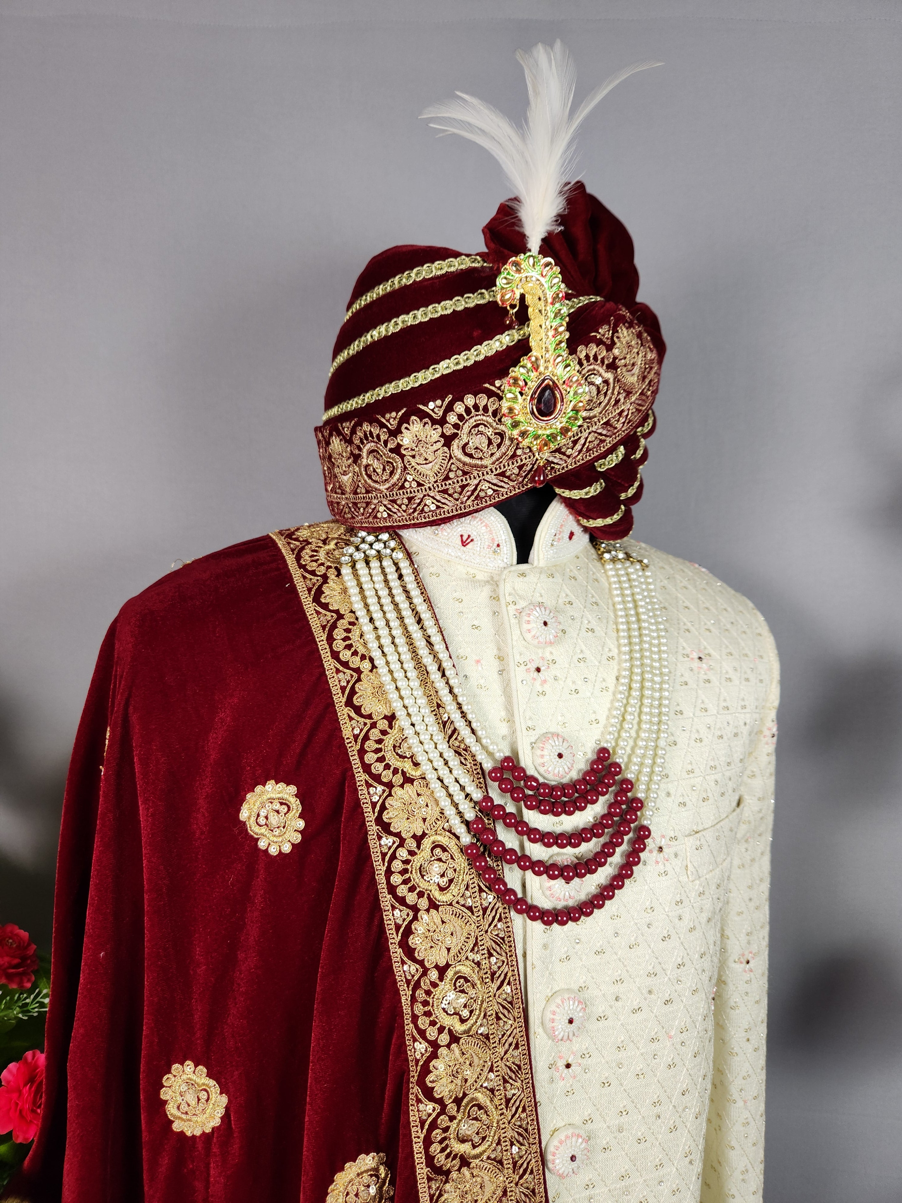 White Sherwani for Groom  -   Indian Wedding Outfit for Men