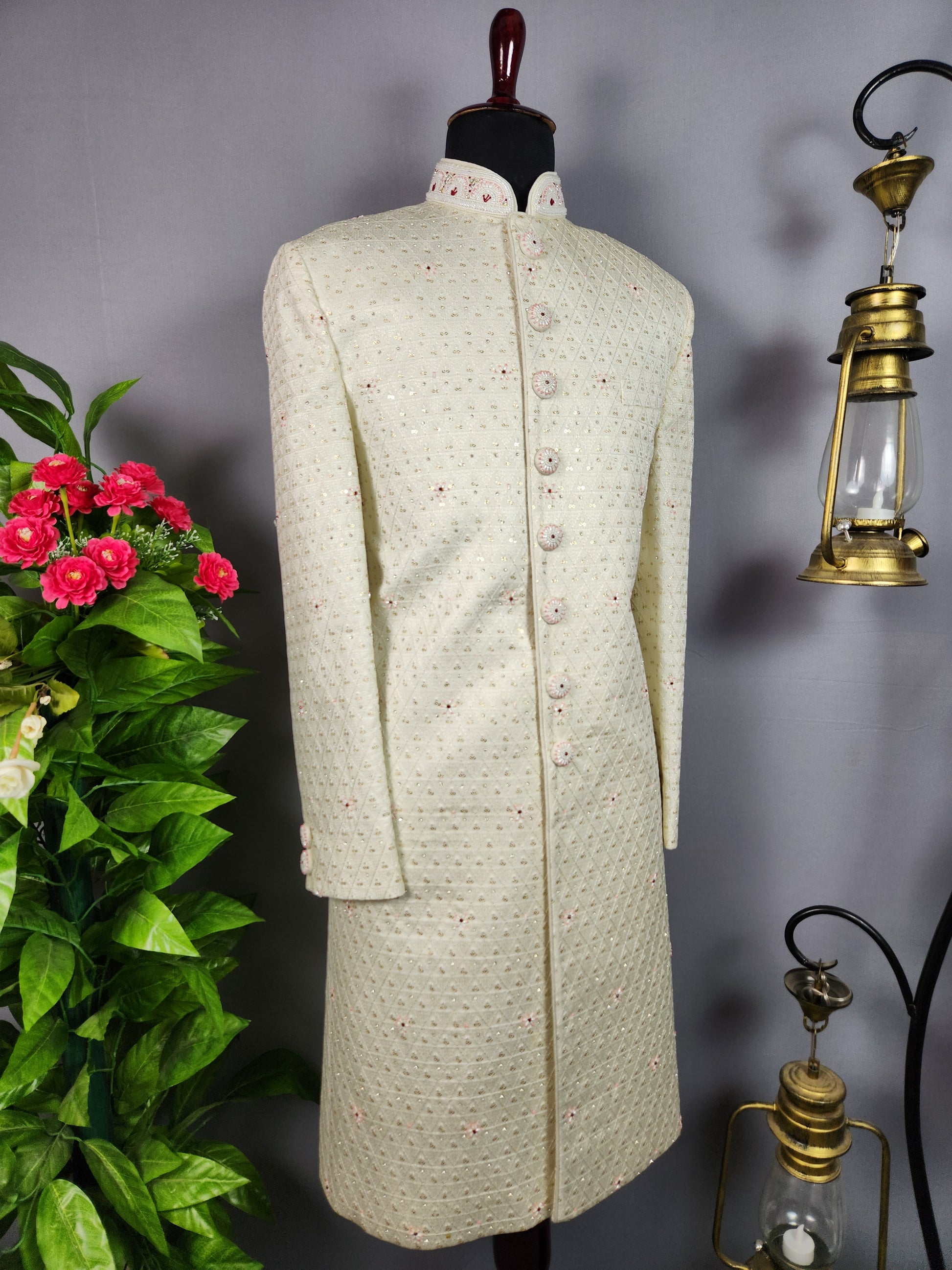 White Sherwani for Groom  -   Indian Wedding Outfit for Men