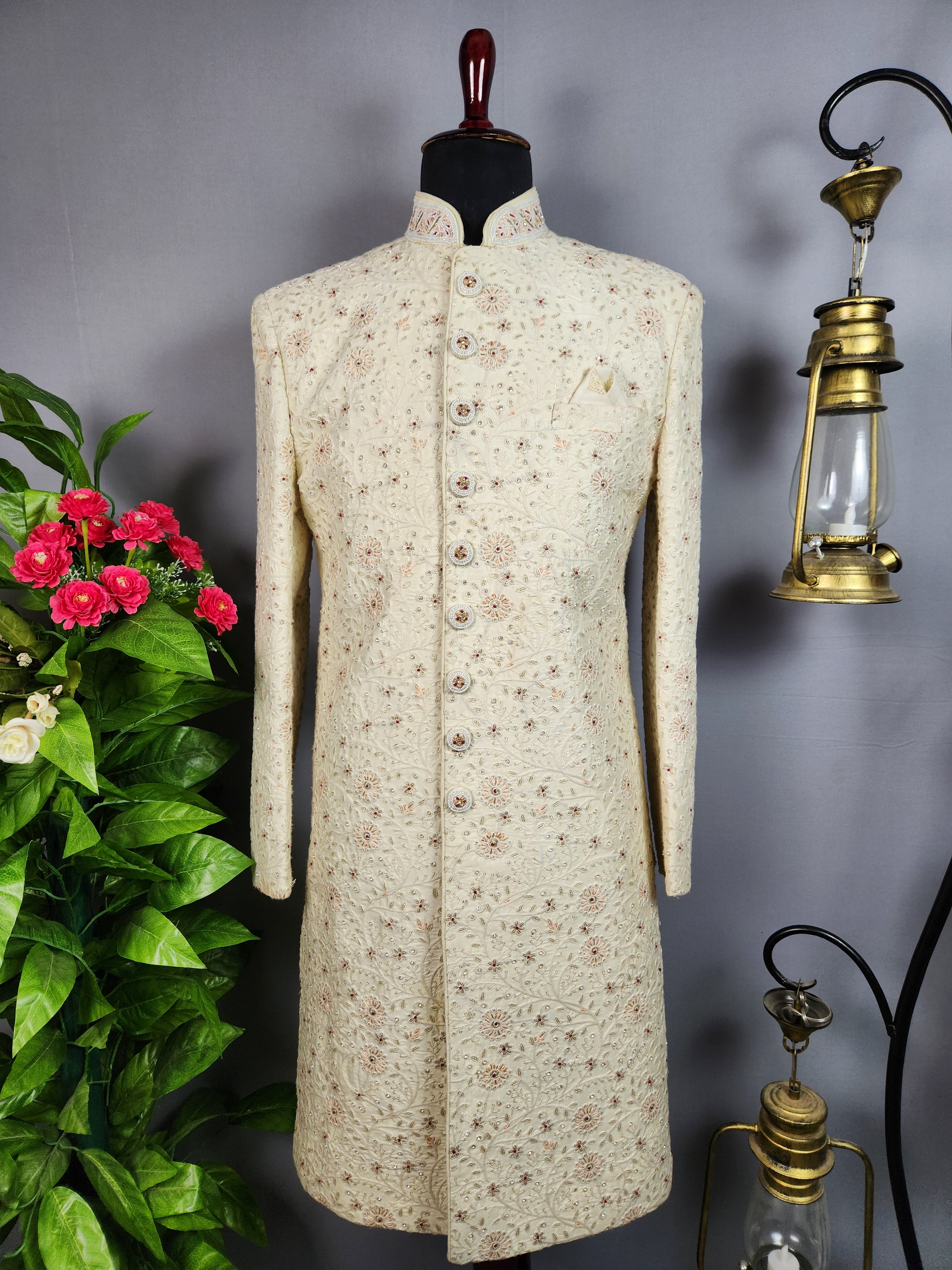 White Sherwani for Groom  -   Indian Wedding Outfit for Men