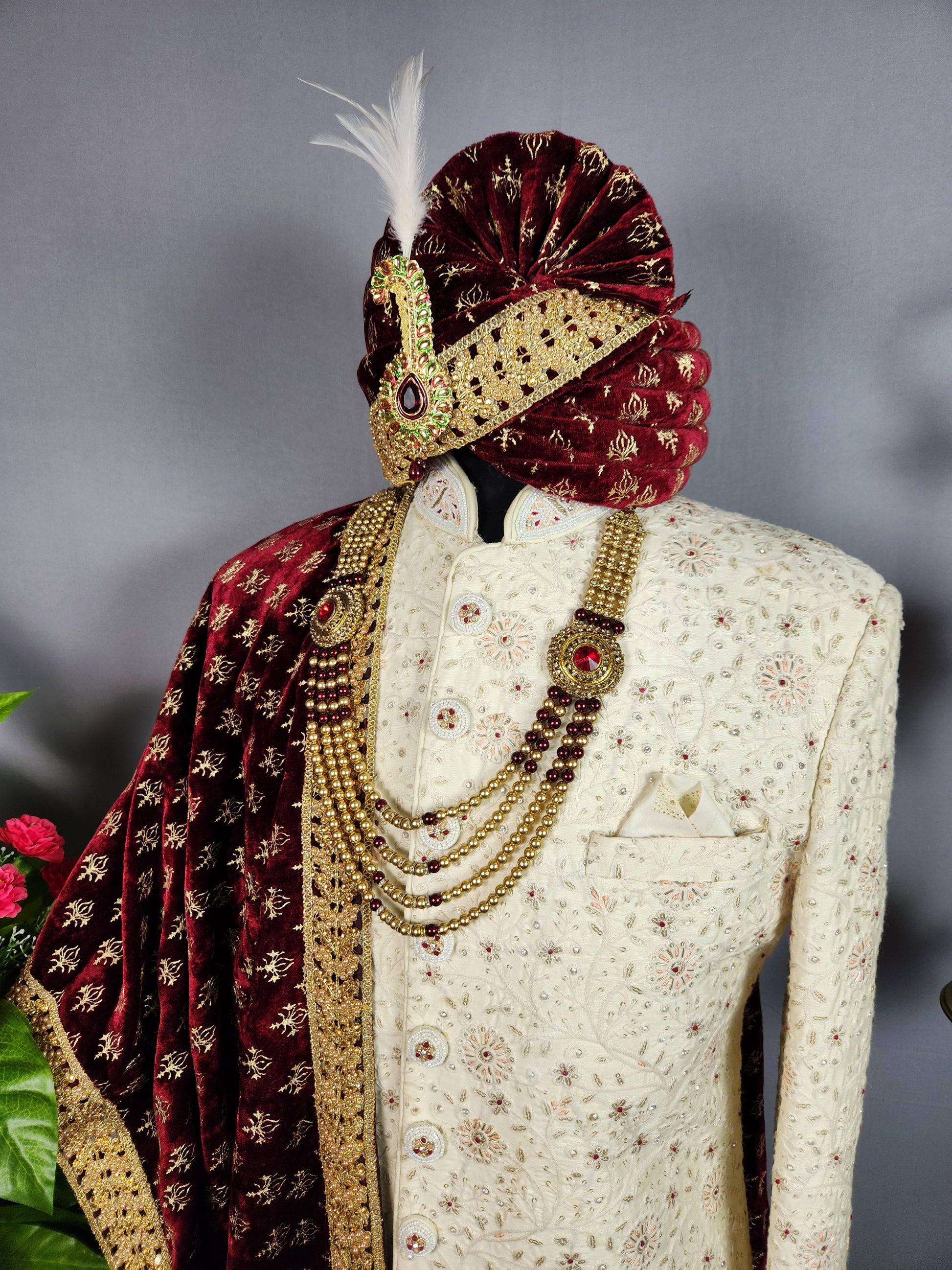 White Sherwani for Groom  -   Indian Wedding Outfit for Men