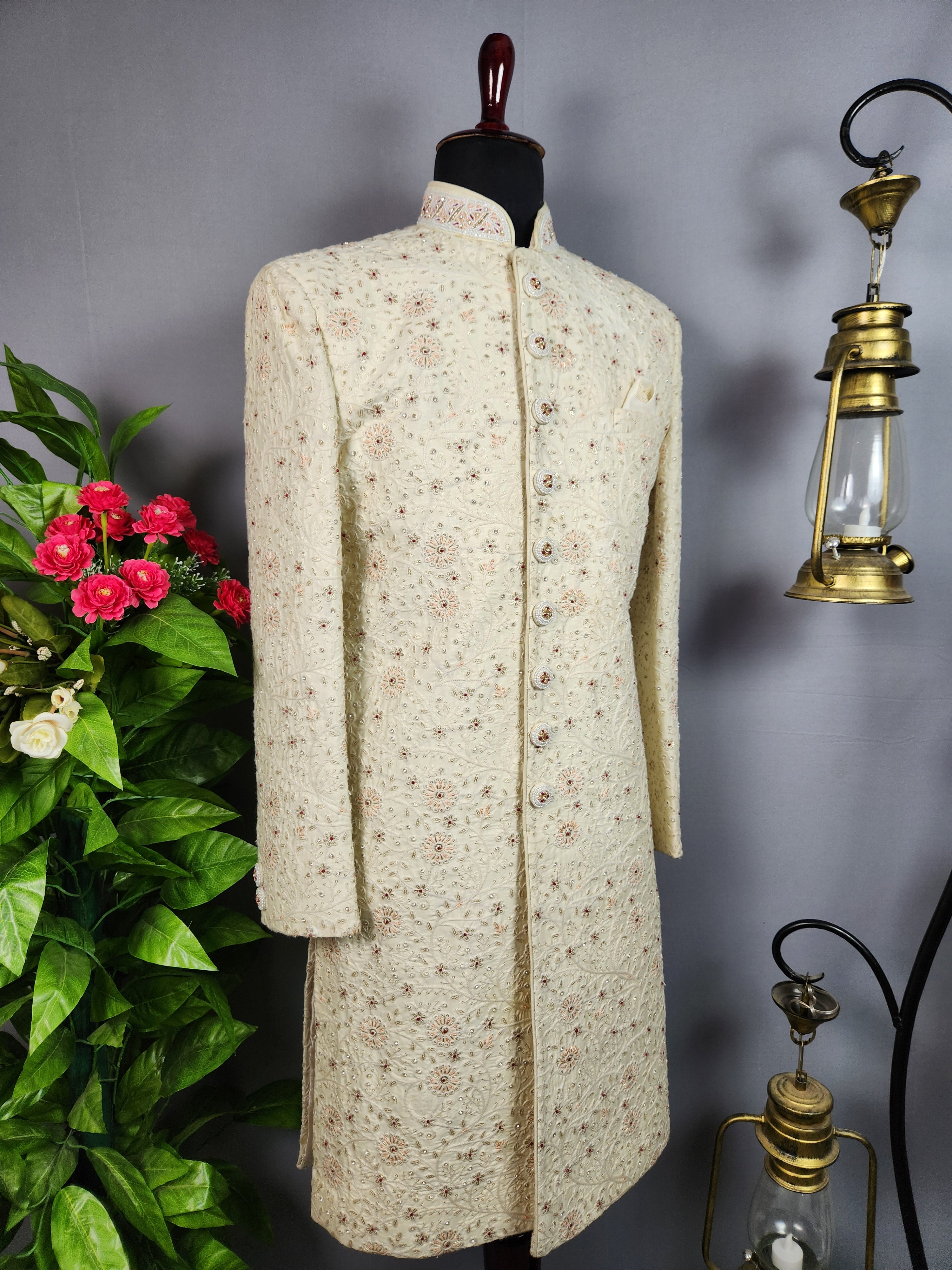 White Sherwani for Groom  -   Indian Wedding Outfit for Men