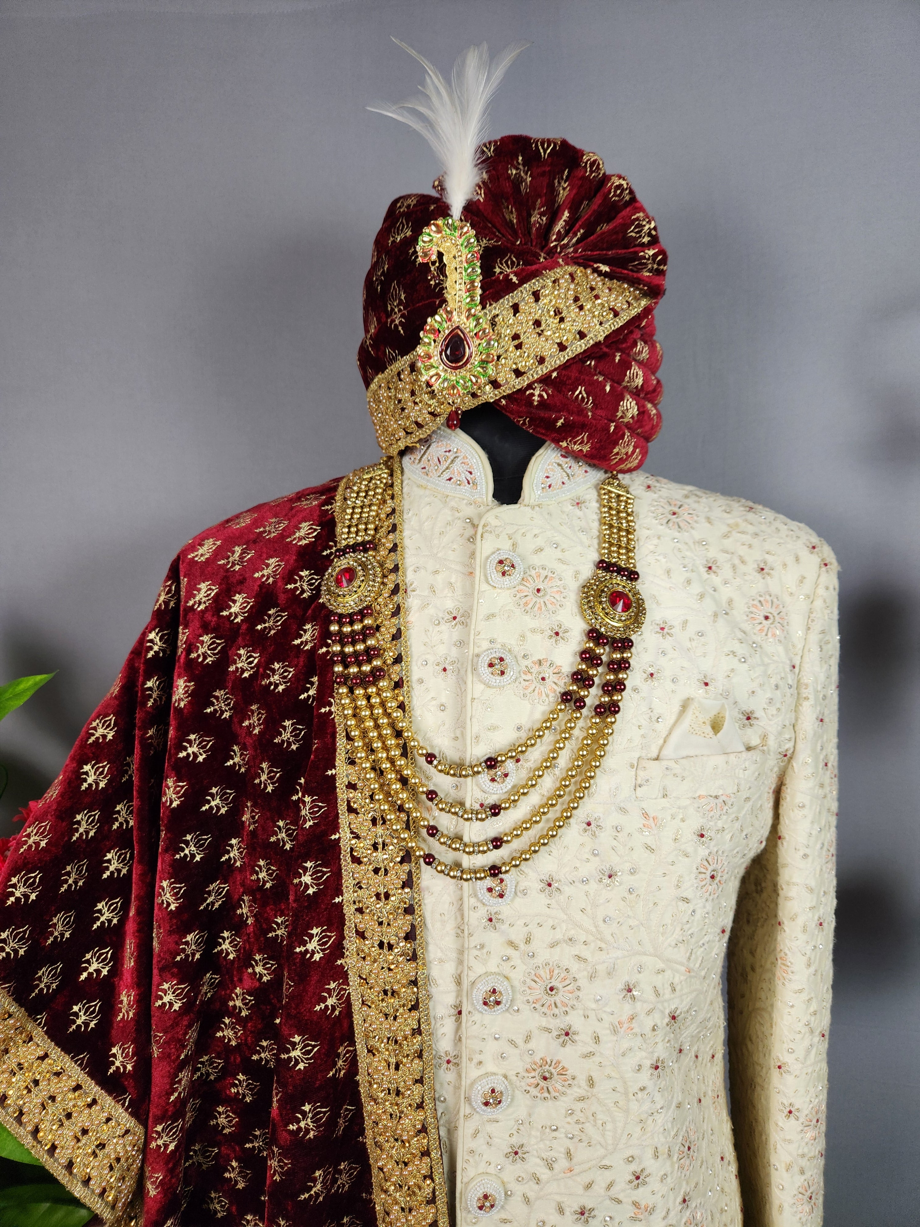 White Sherwani for Groom  -   Indian Wedding Outfit for Men