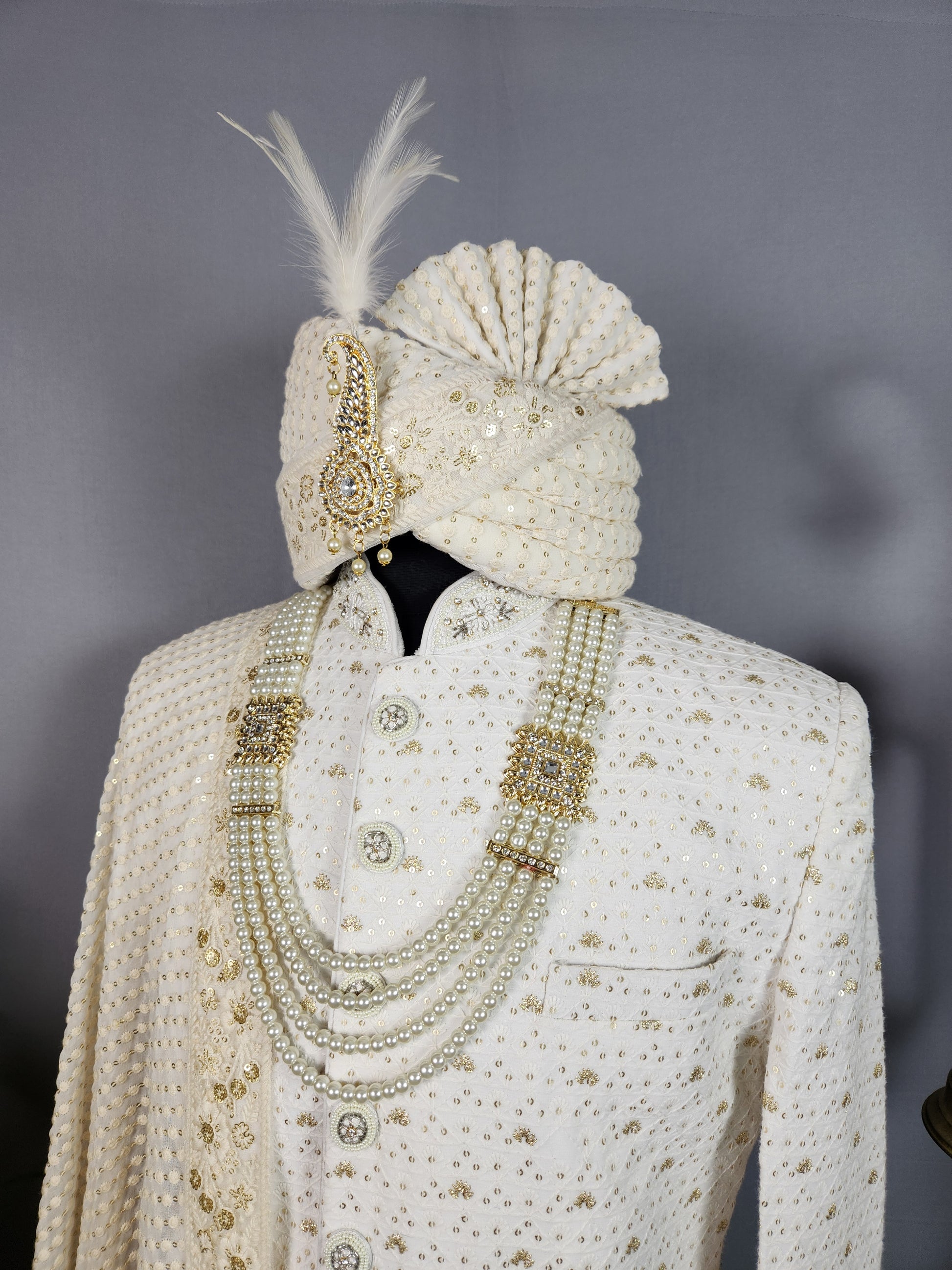 White Sherwani for Groom  -   Indian Wedding Outfit for Men