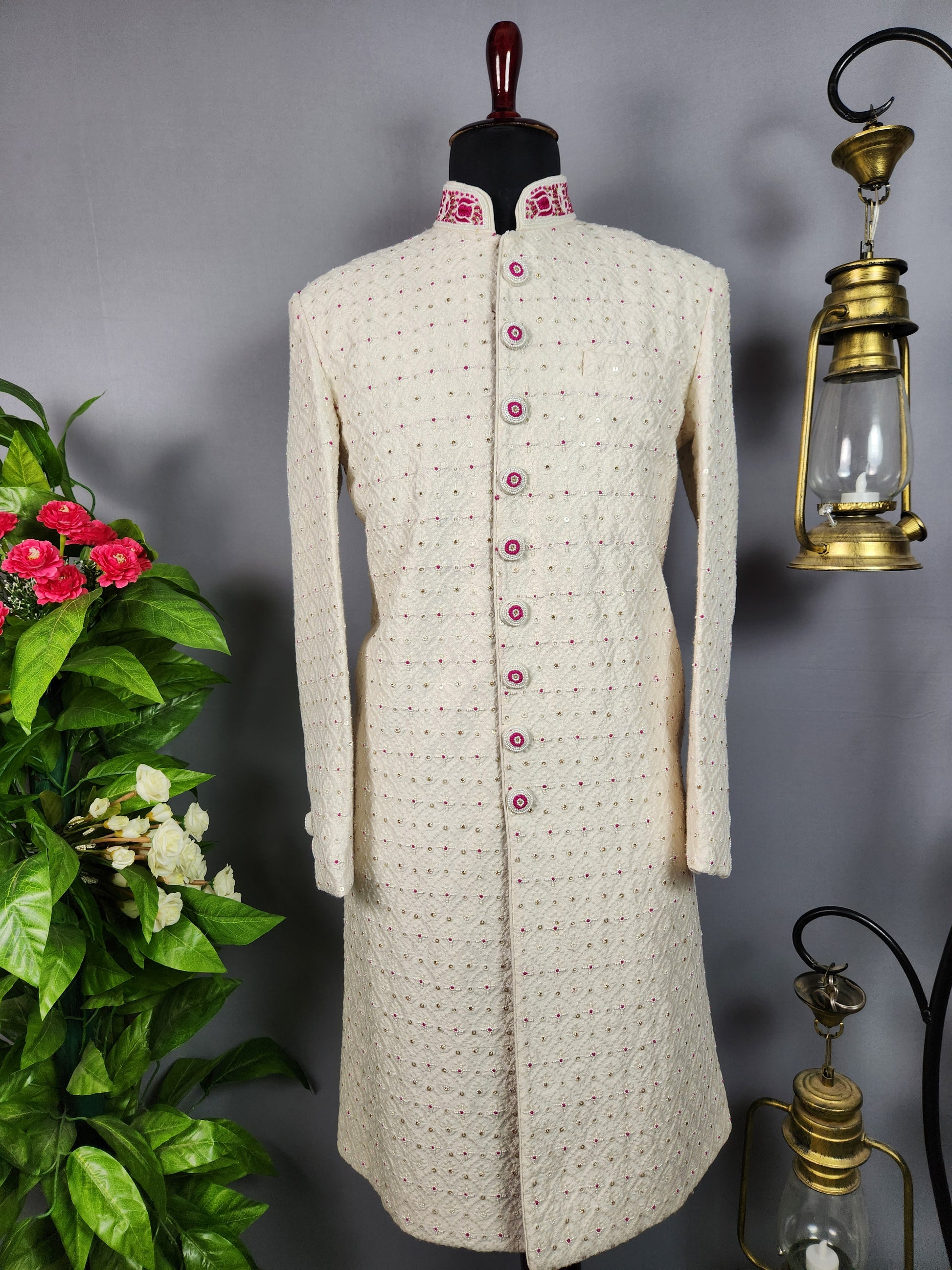 White Sherwani for Groom  -   Indian Wedding Outfit for Men