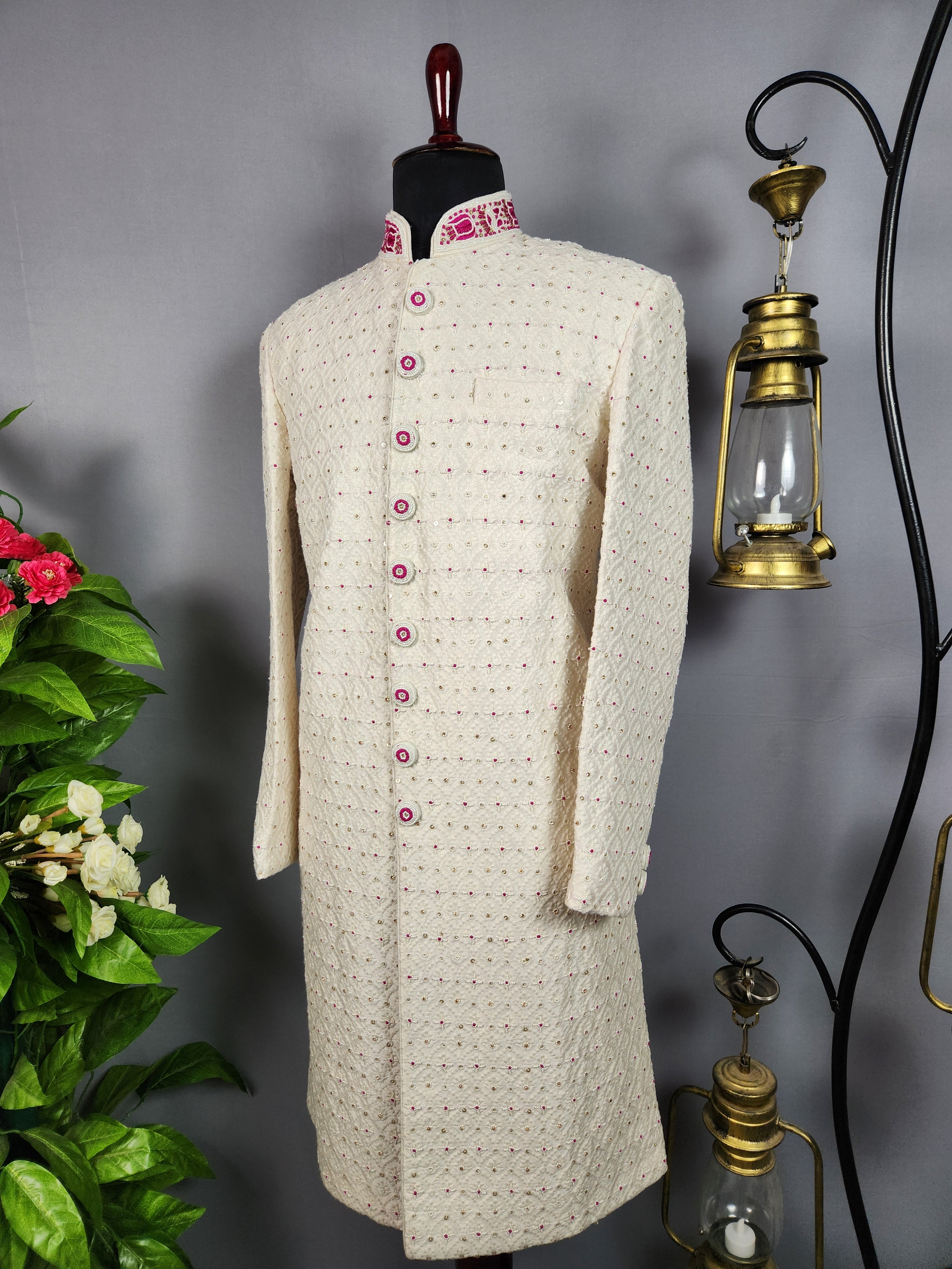 White Sherwani for Groom  -   Indian Wedding Outfit for Men
