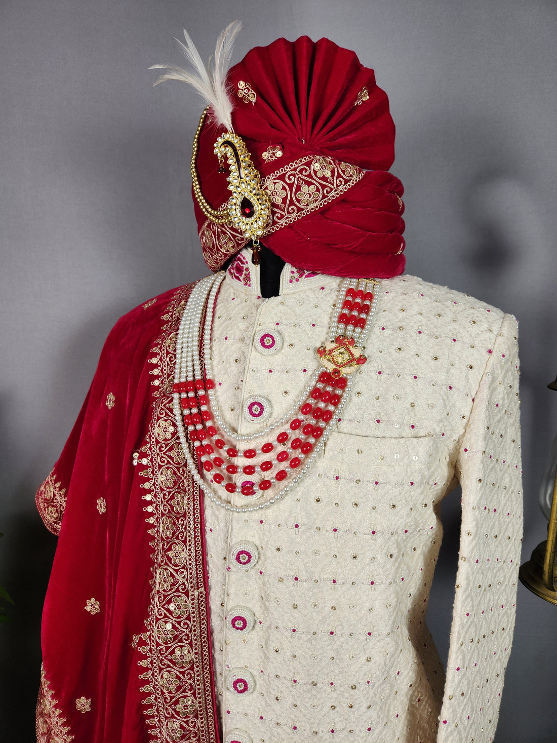 White Sherwani for Groom  -   Indian Wedding Outfit for Men