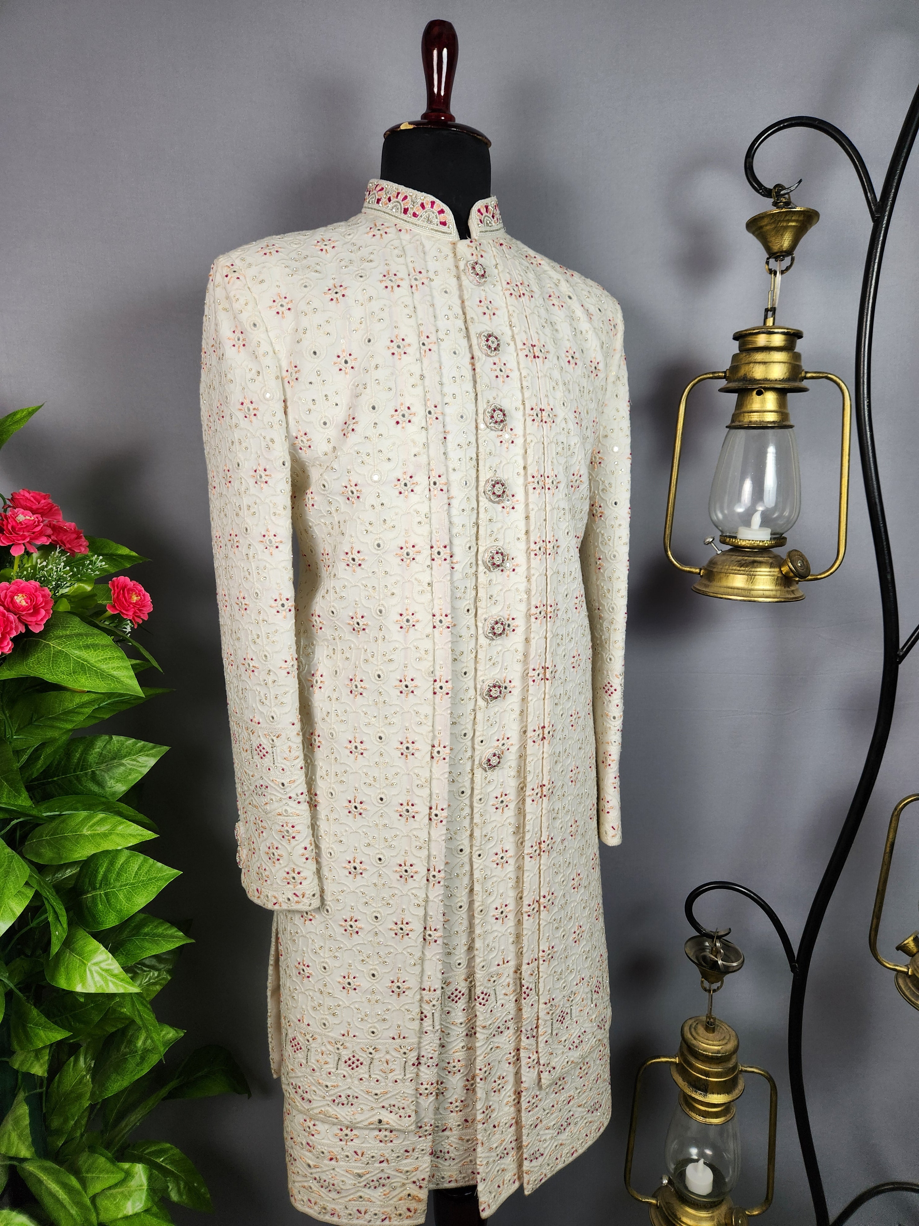 White Sherwani for Groom  -   Indian Wedding Outfit for Men