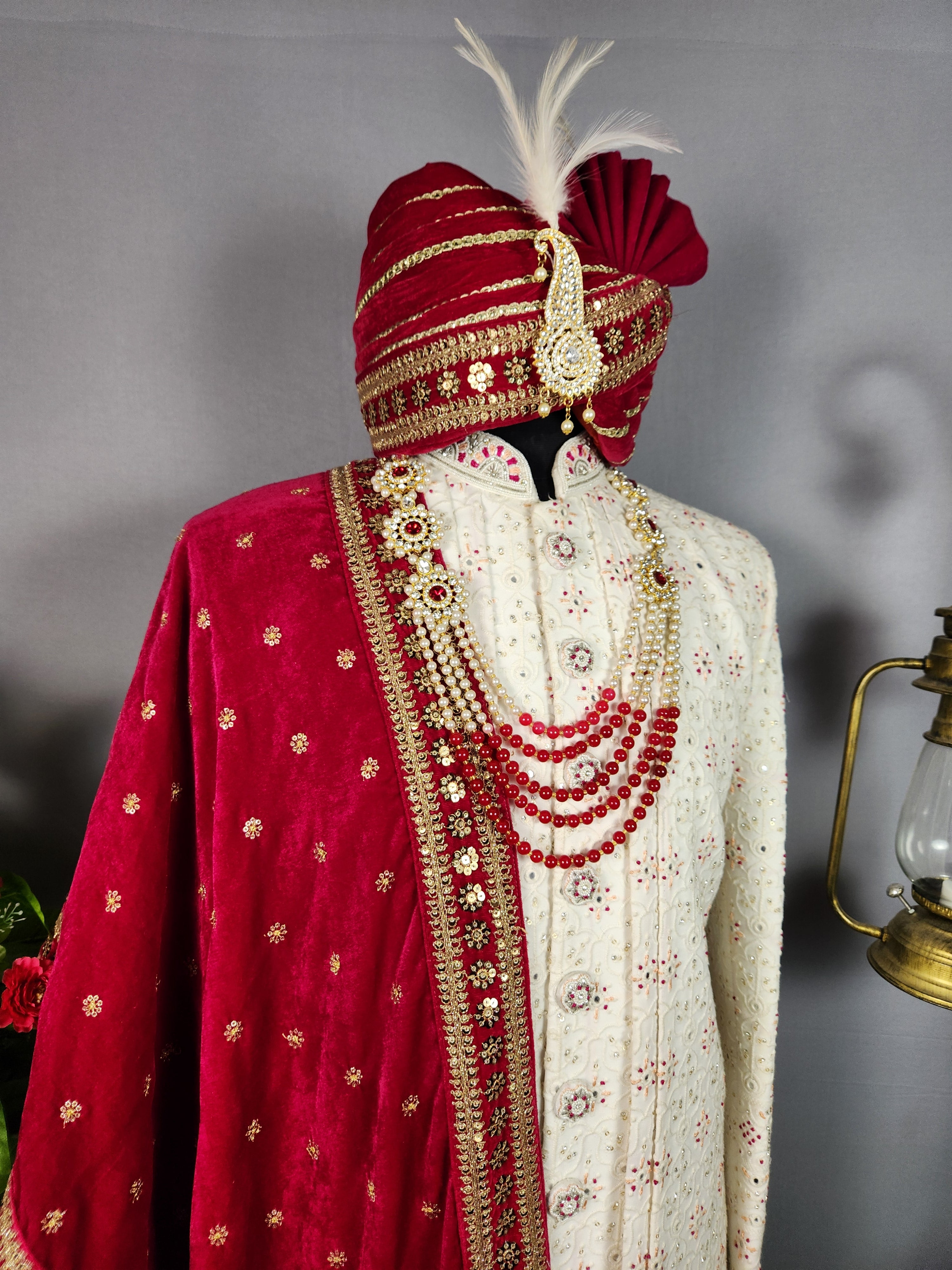 White Sherwani for Groom  -   Indian Wedding Outfit for Men