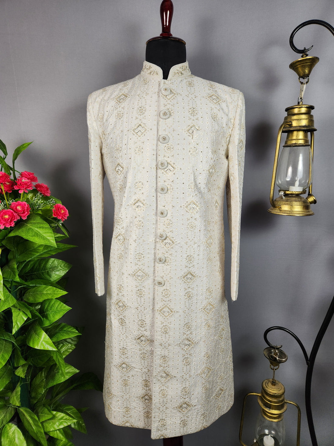 White Sherwani for Groom  -   Indian Wedding Outfit for Men