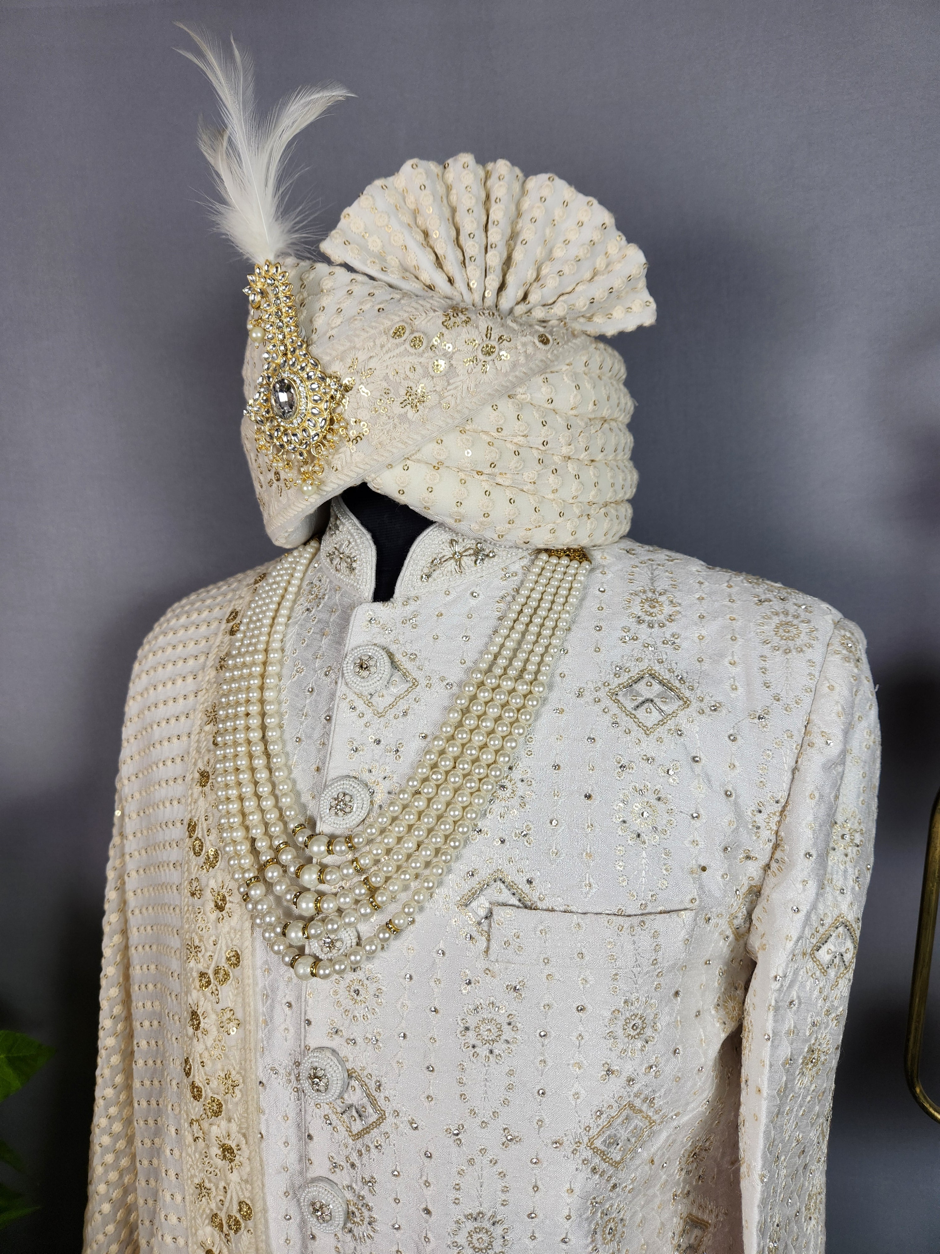 White Sherwani for Groom  -   Indian Wedding Outfit for Men