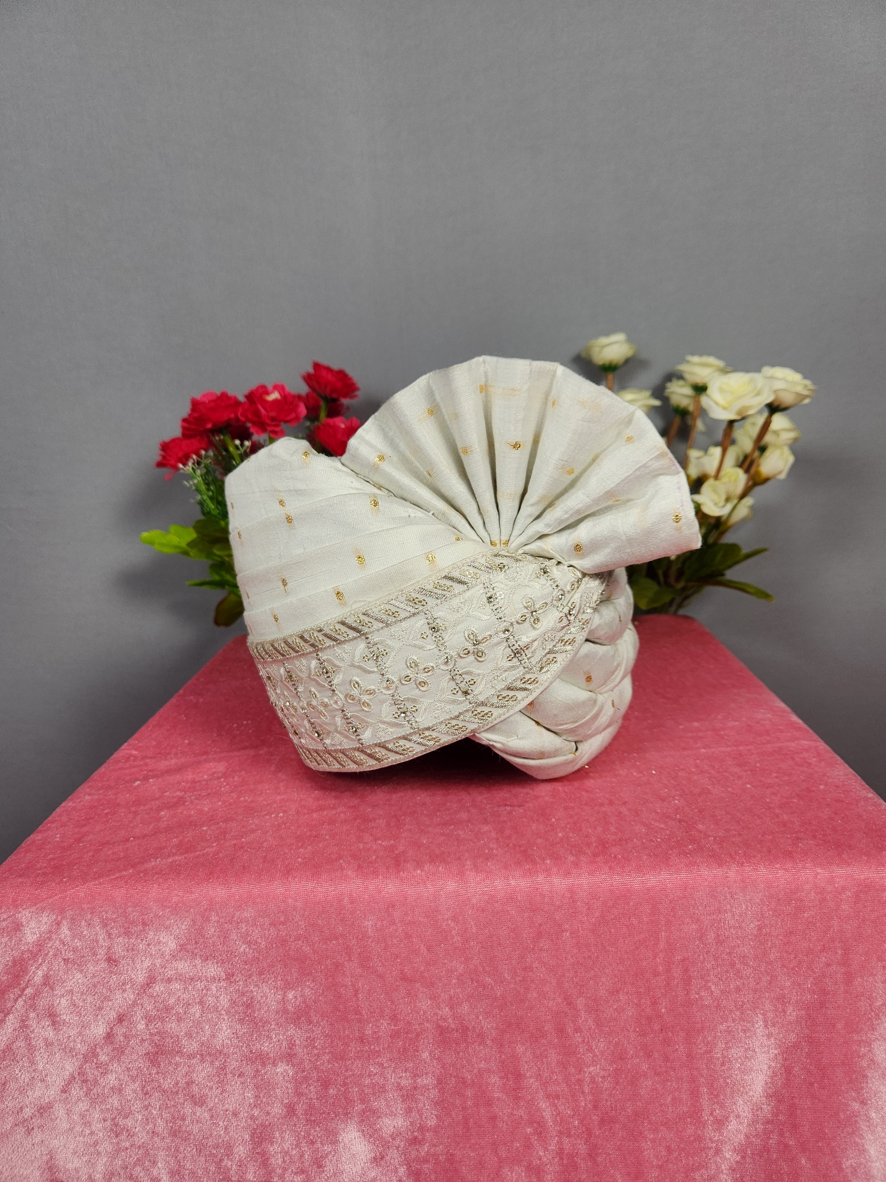 White Groom Turban Shawl Set