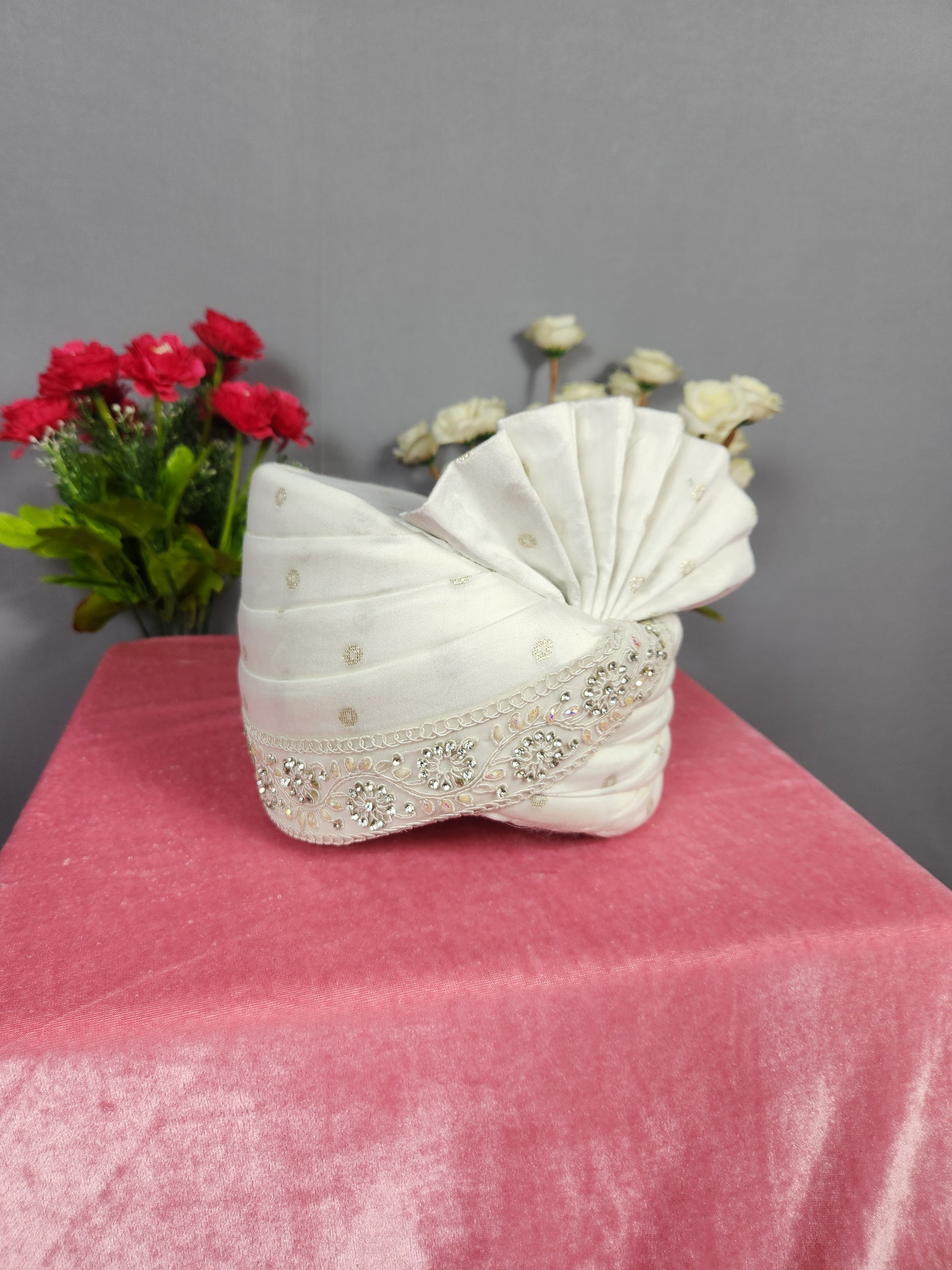 White Groom Turban Shawl Set