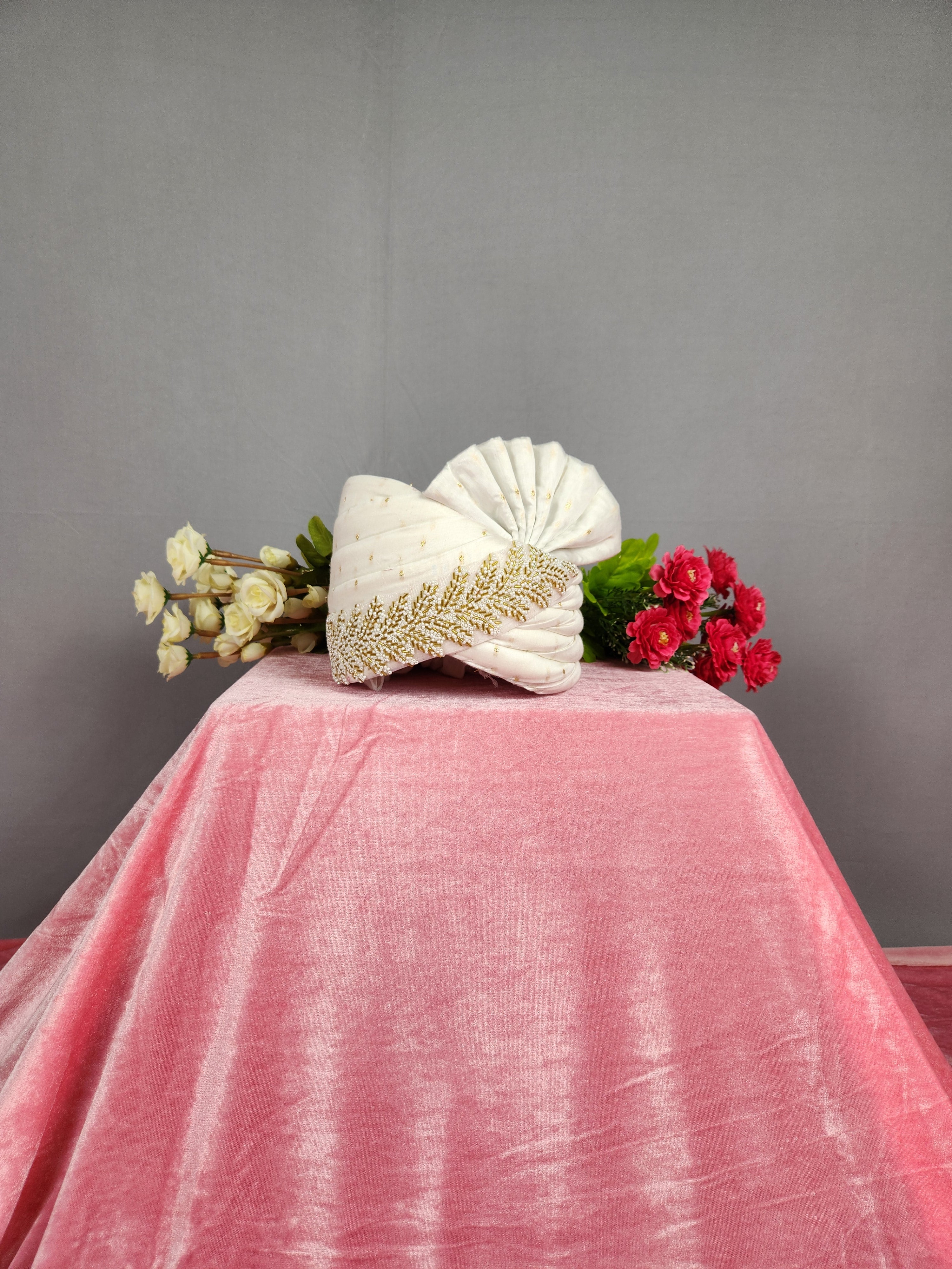 White Groom Turban Shawl | Dupatta Safa Set For Men