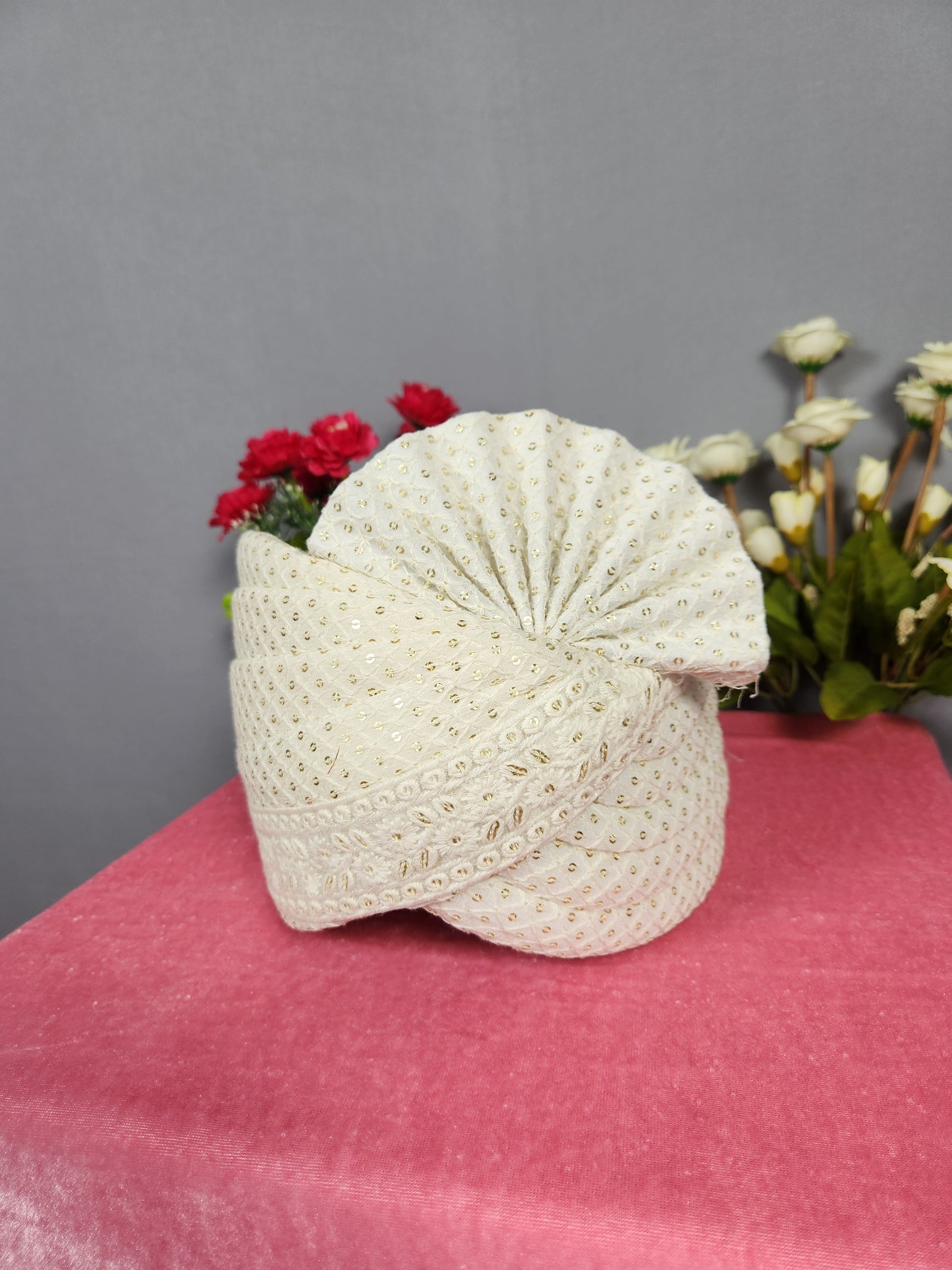 White Groom Turban Shawl Set