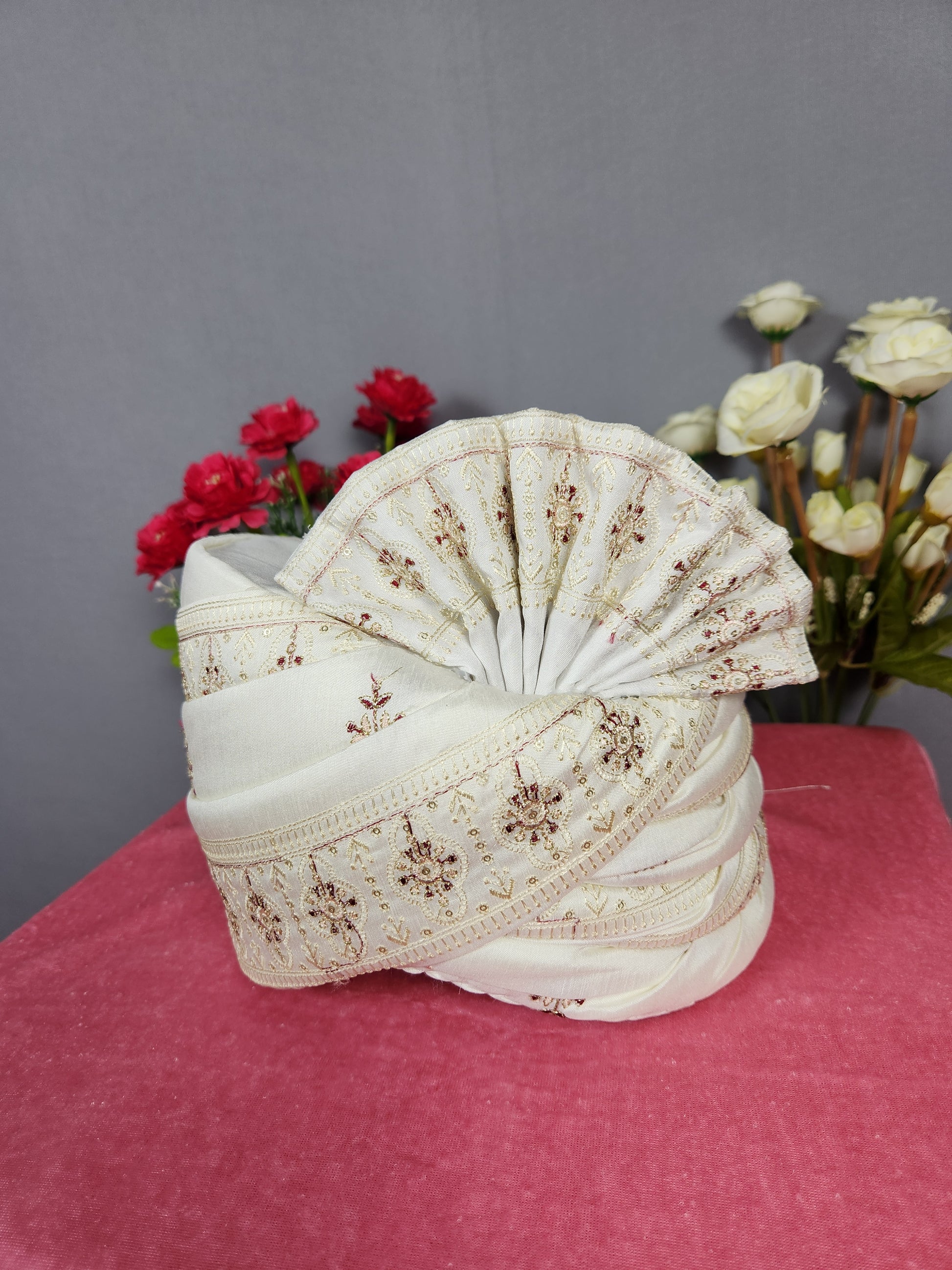 White Groom Turban Shawl Set