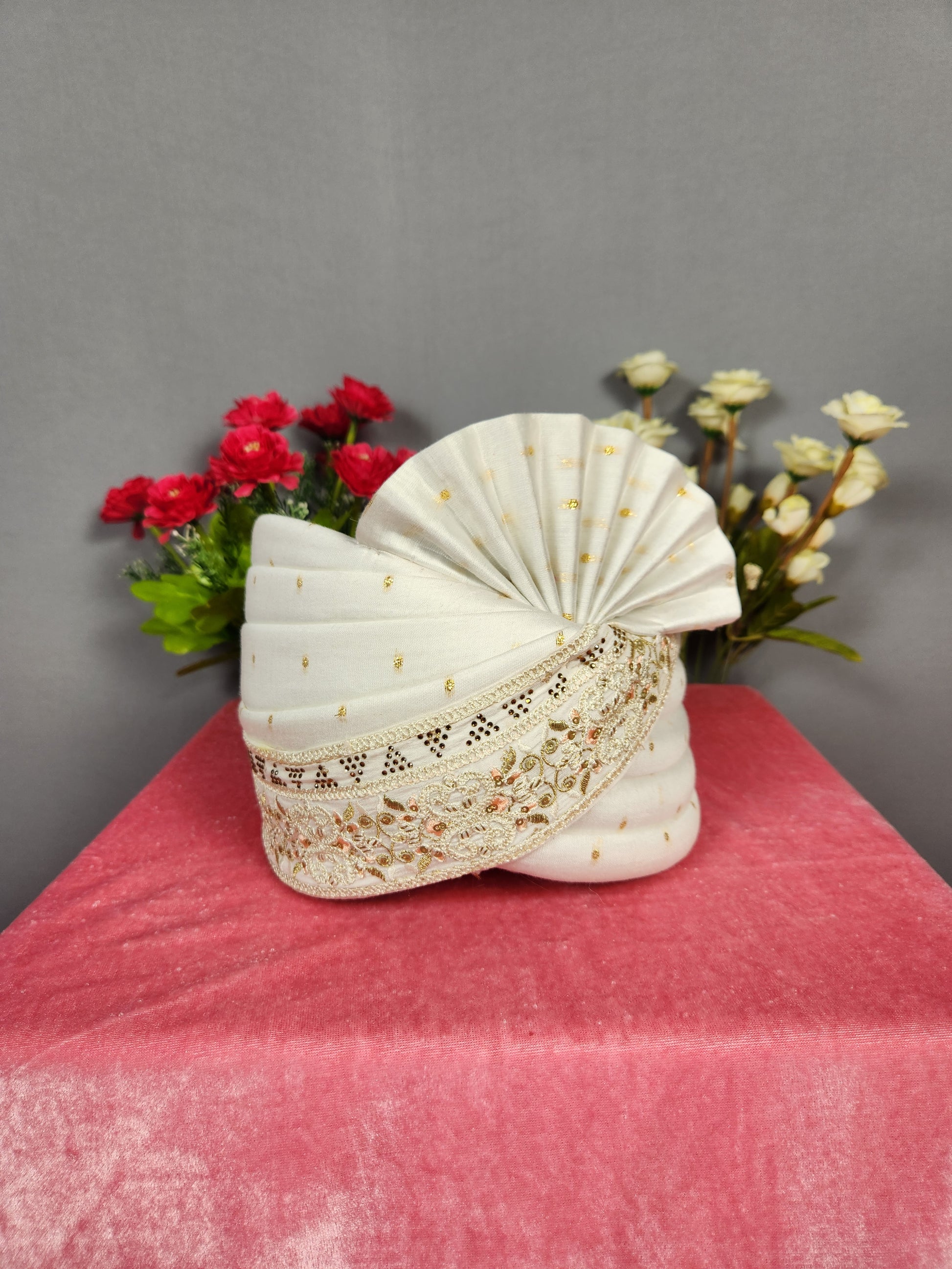 White Groom Turban Shawl Set