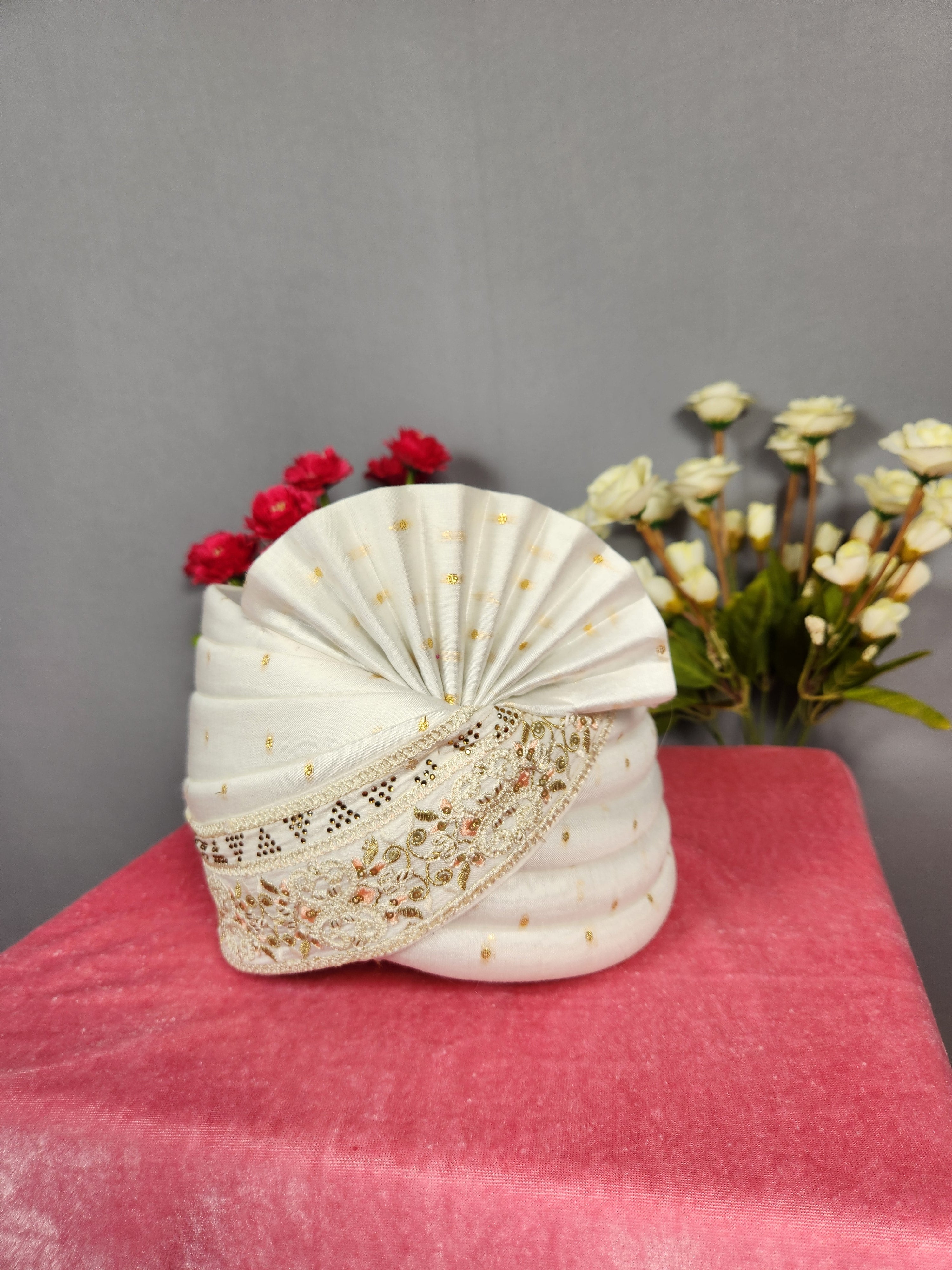 White Groom Turban Shawl Set