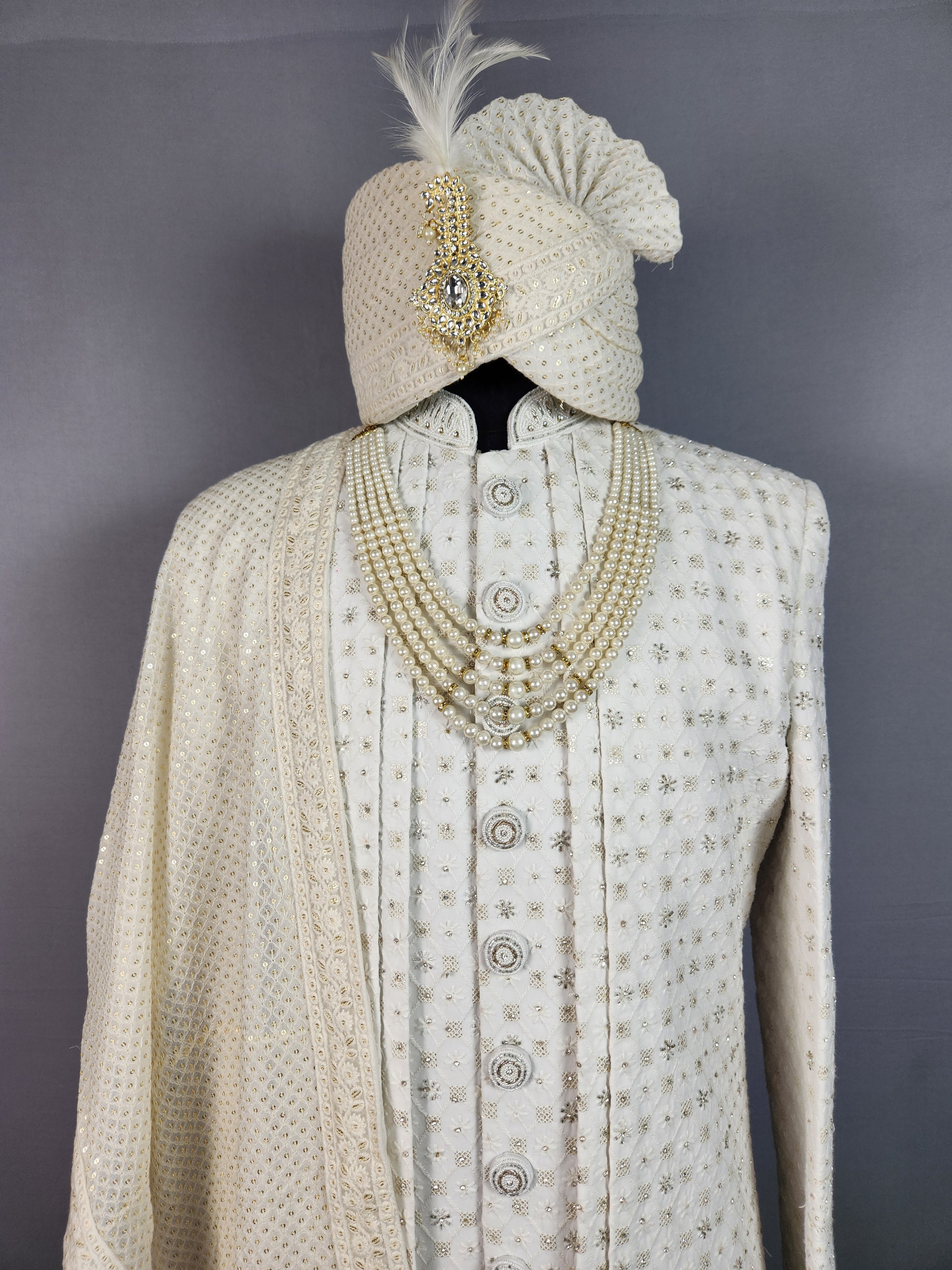 White Wedding Groom Sherwani - Sherwani For Men