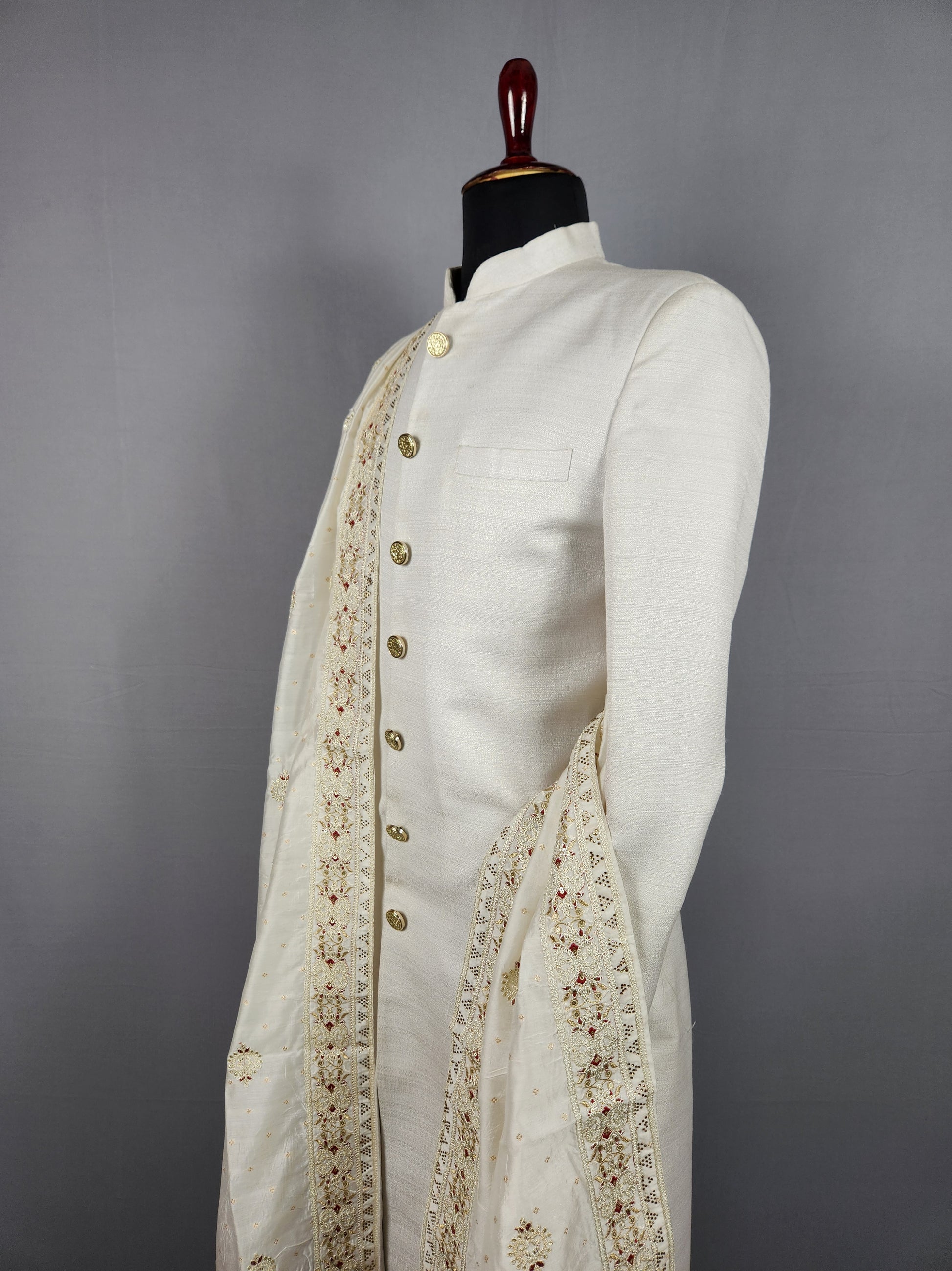 White Groom  Shawl - Red Touch-Up White Wedding Shawl