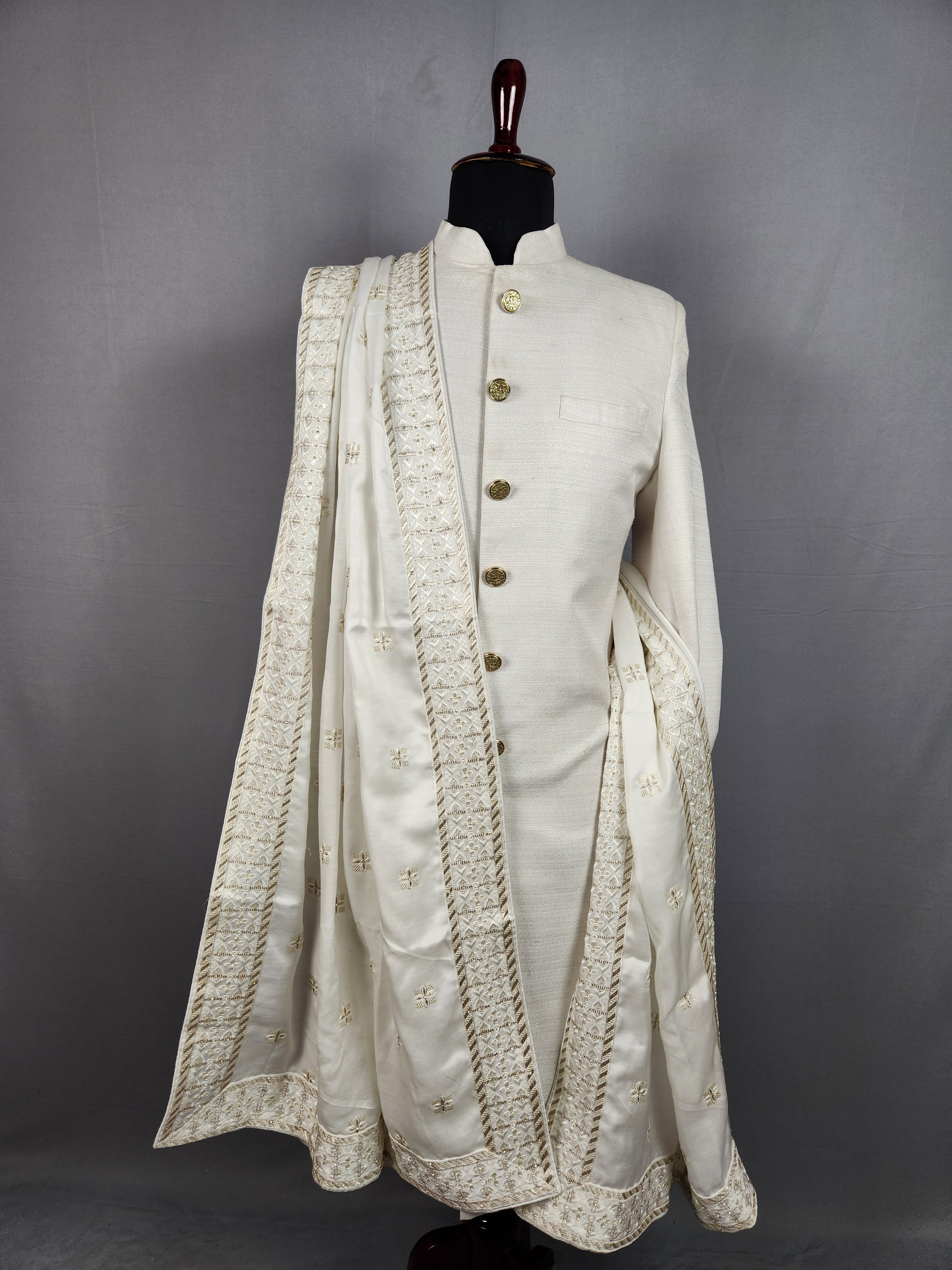 White Shawl Groom - A Silky Touch White Stole