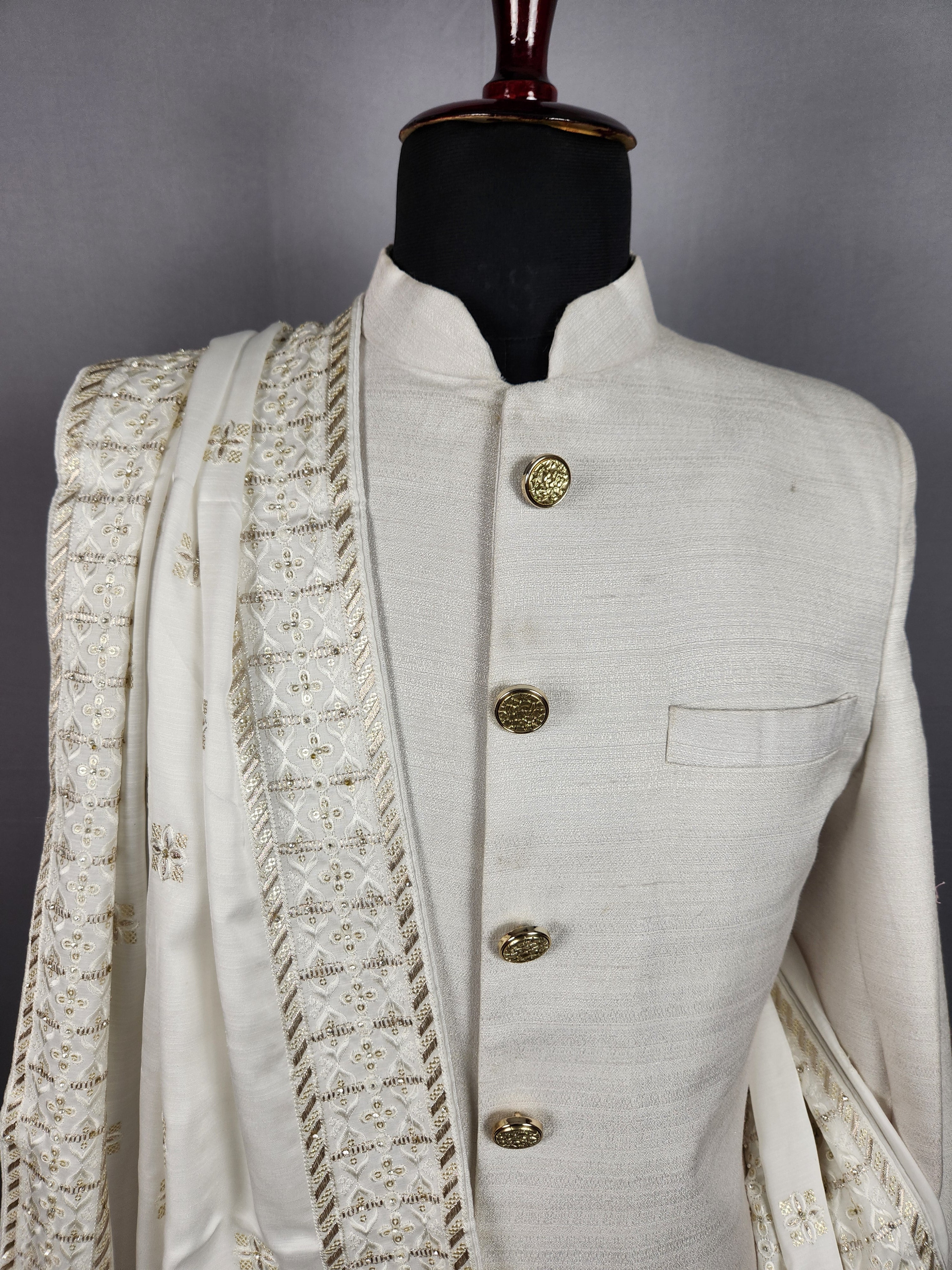 White Shawl Groom - A Silky Touch White Stole