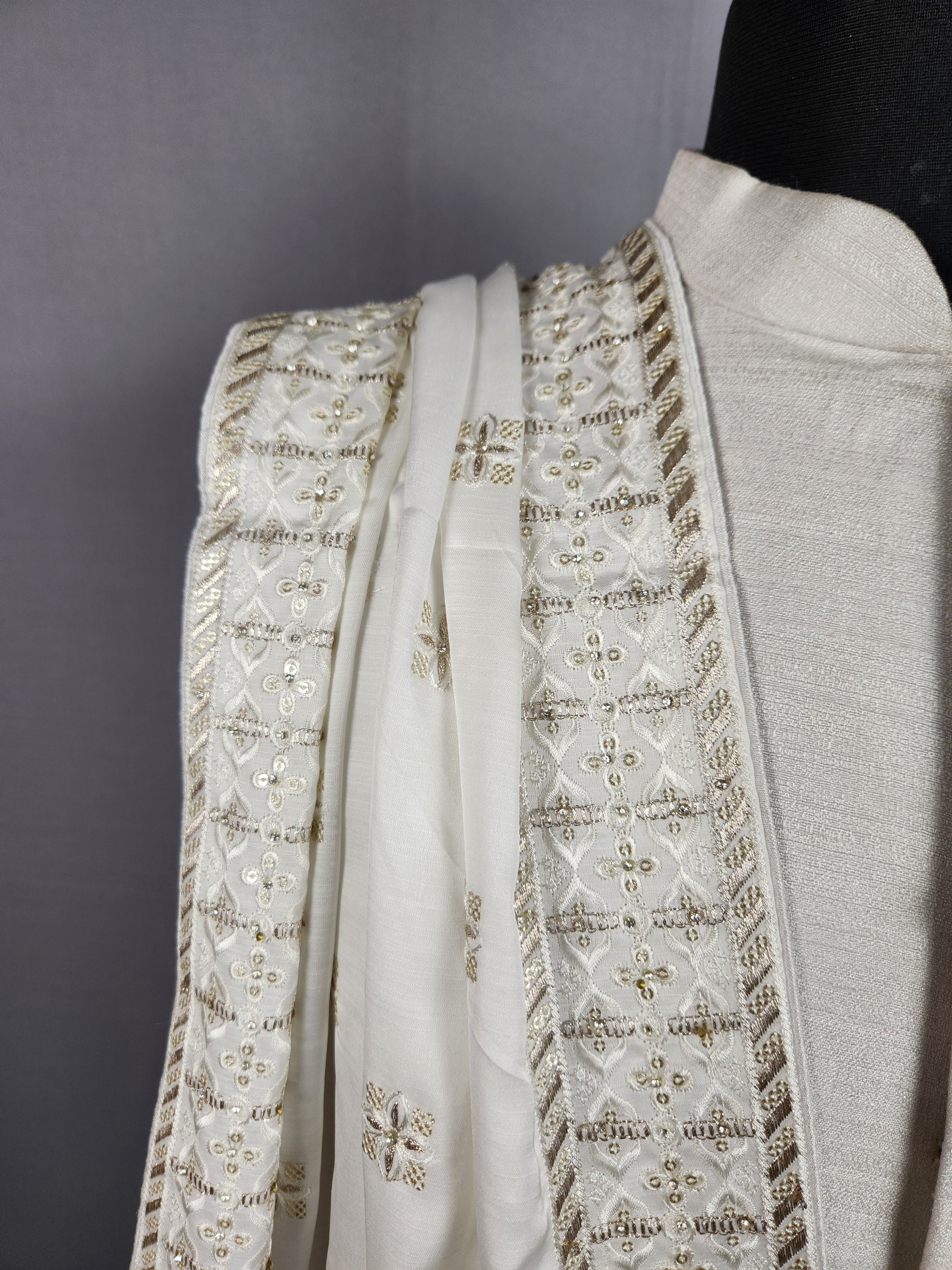 White Shawl Groom - A Silky Touch White Stole