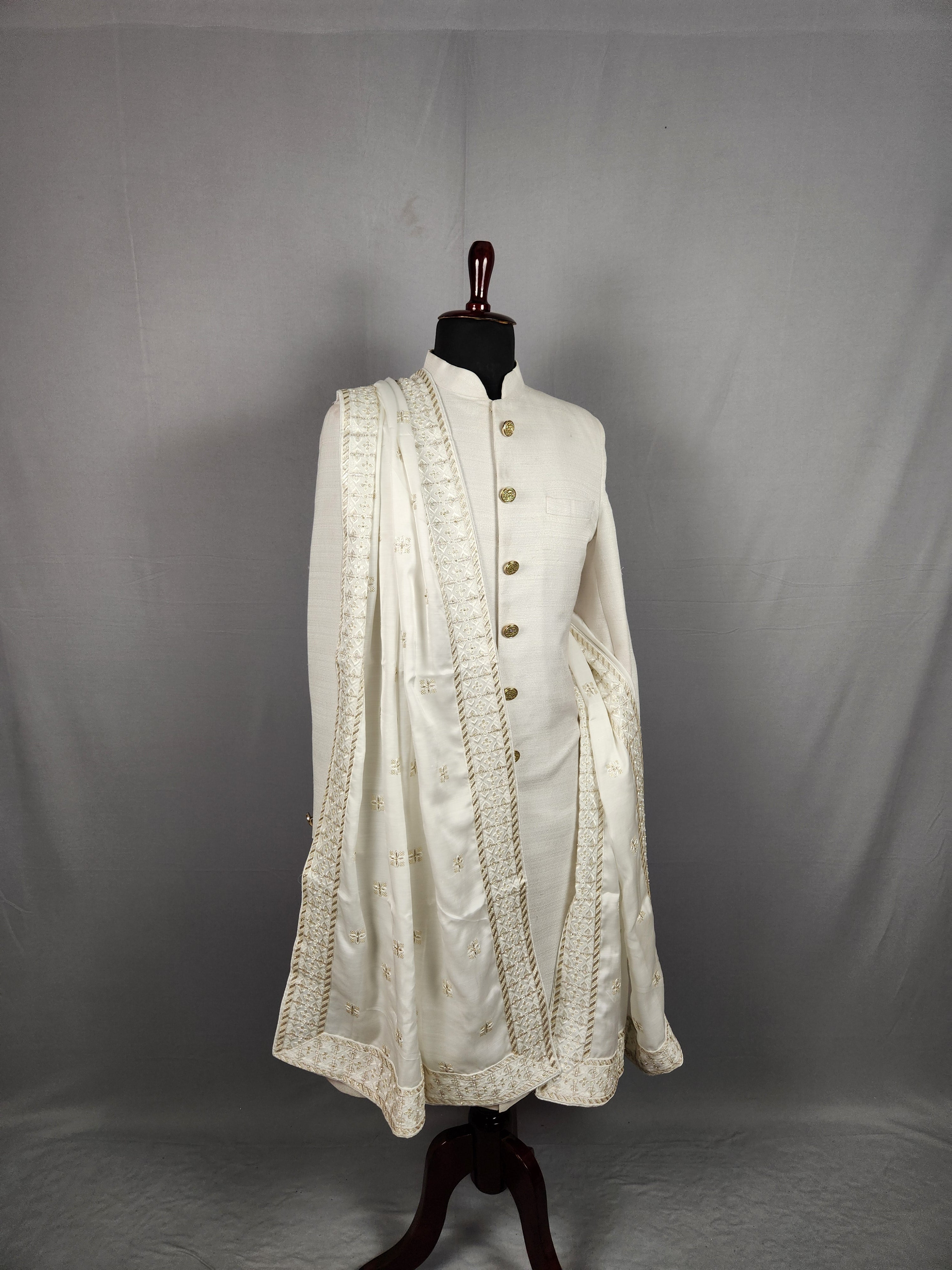 White Shawl Groom - A Silky Touch White Stole