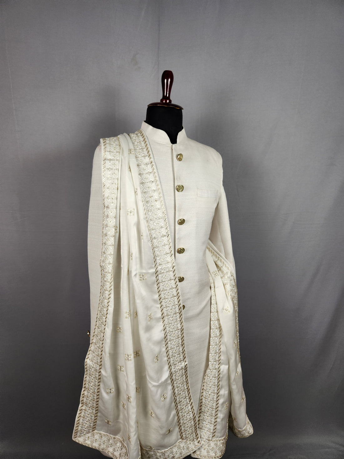 White Shawl Groom - A Silky Touch White Stole