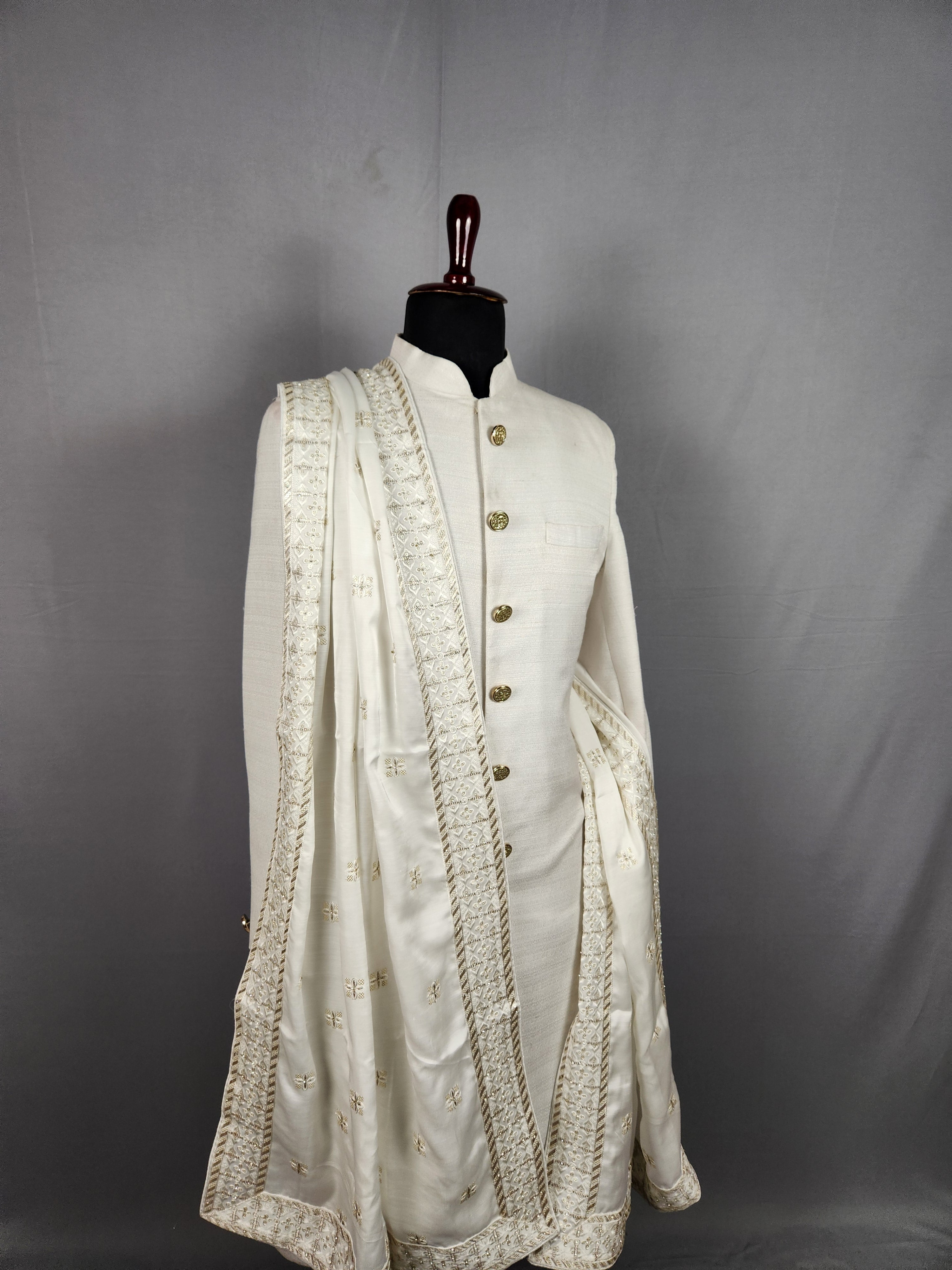 White Shawl Groom - A Silky Touch White Stole