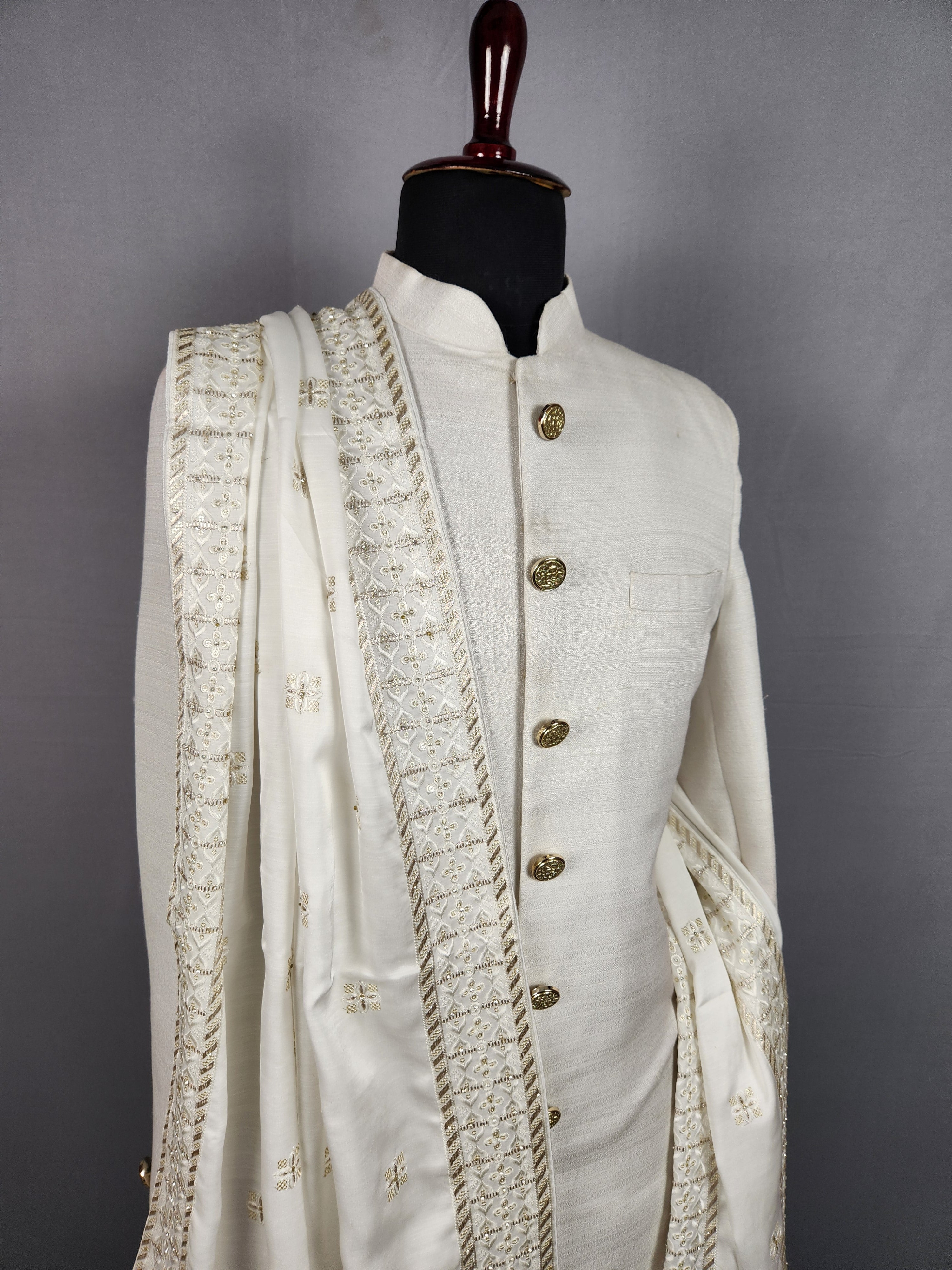 White Shawl Groom - A Silky Touch White Stole