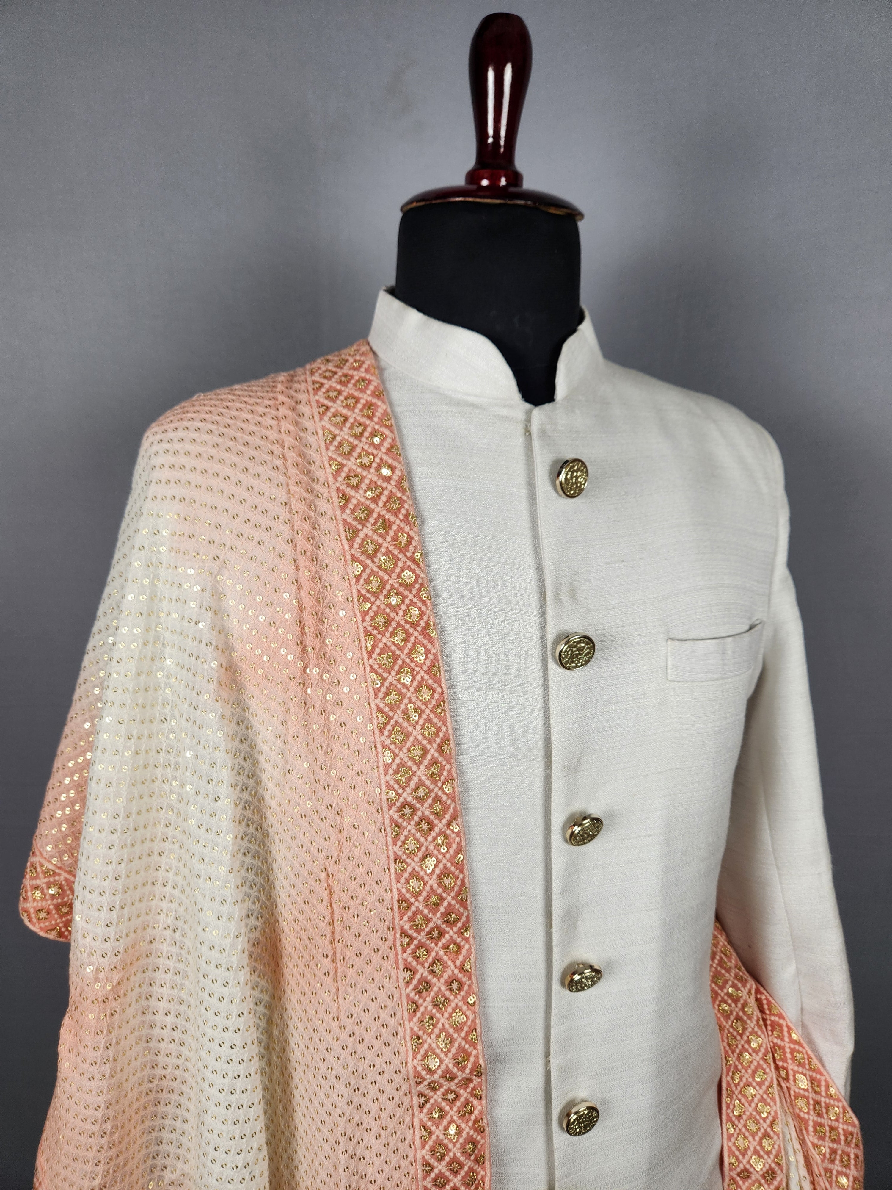 White Groom Stole - Multicolor Shaded | Shawl For Men