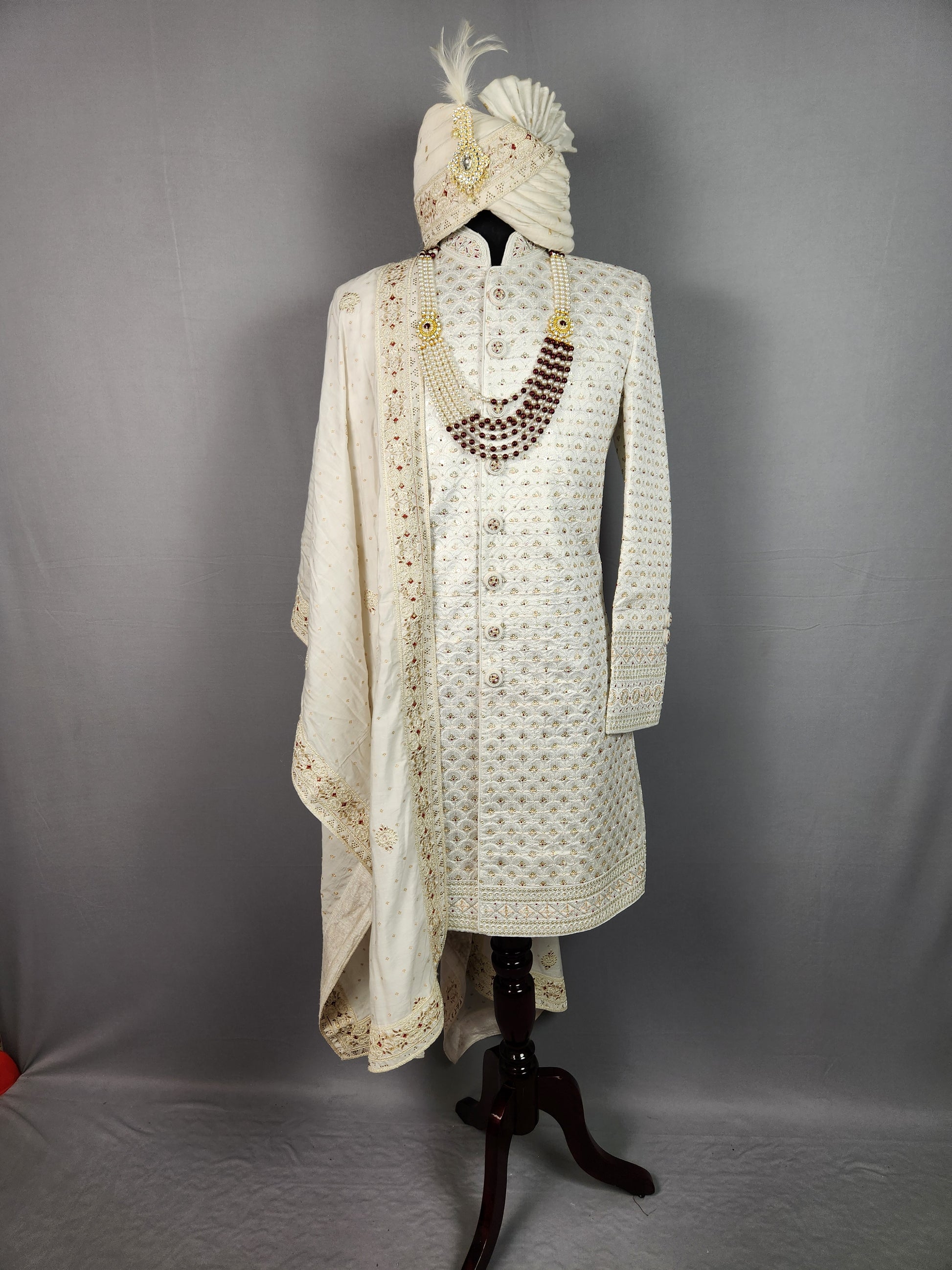White Sherwani for Groom  -   Indian Wedding Outfit for Men