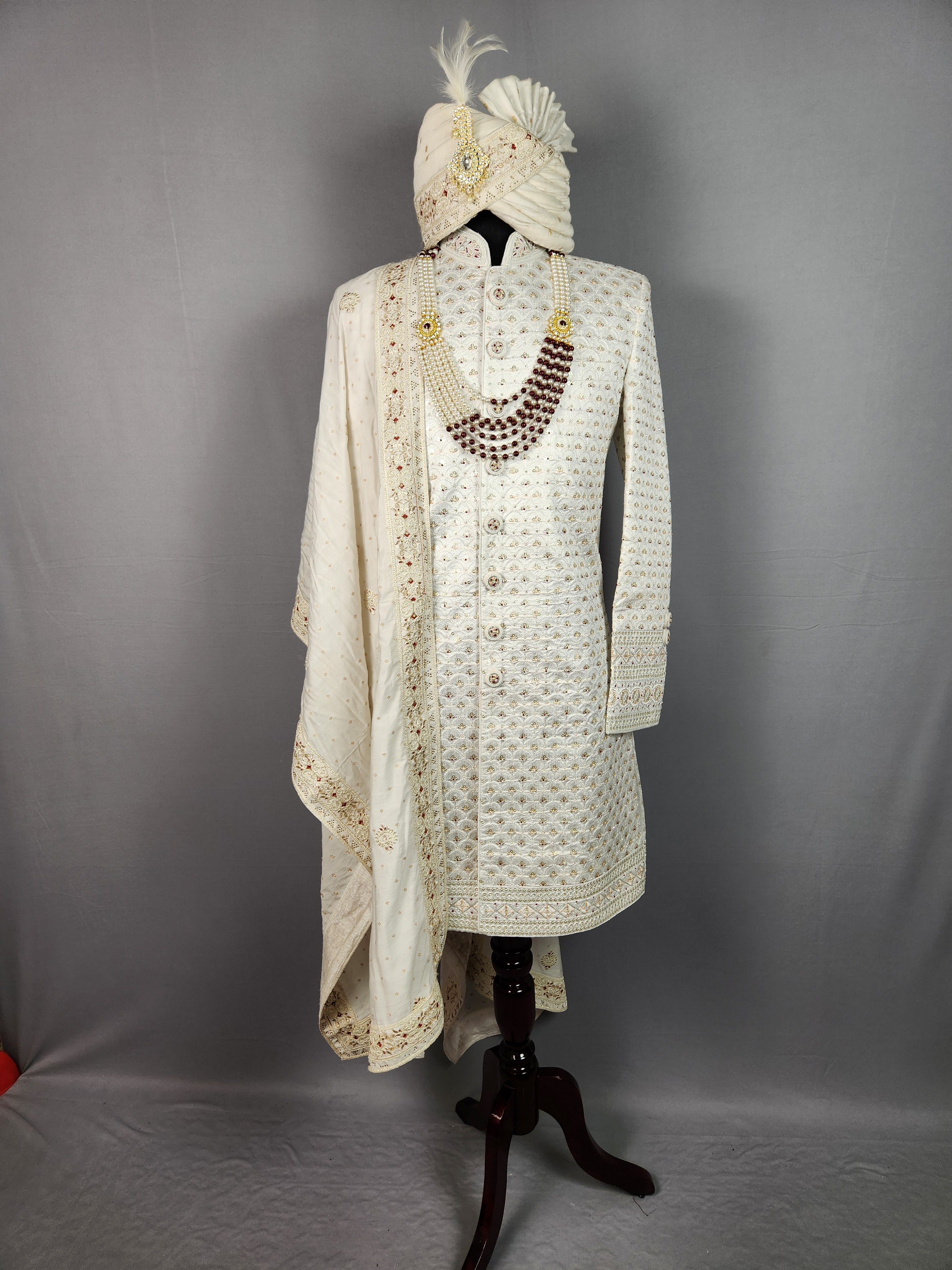 White Sherwani for Groom  -   Indian Wedding Outfit for Men