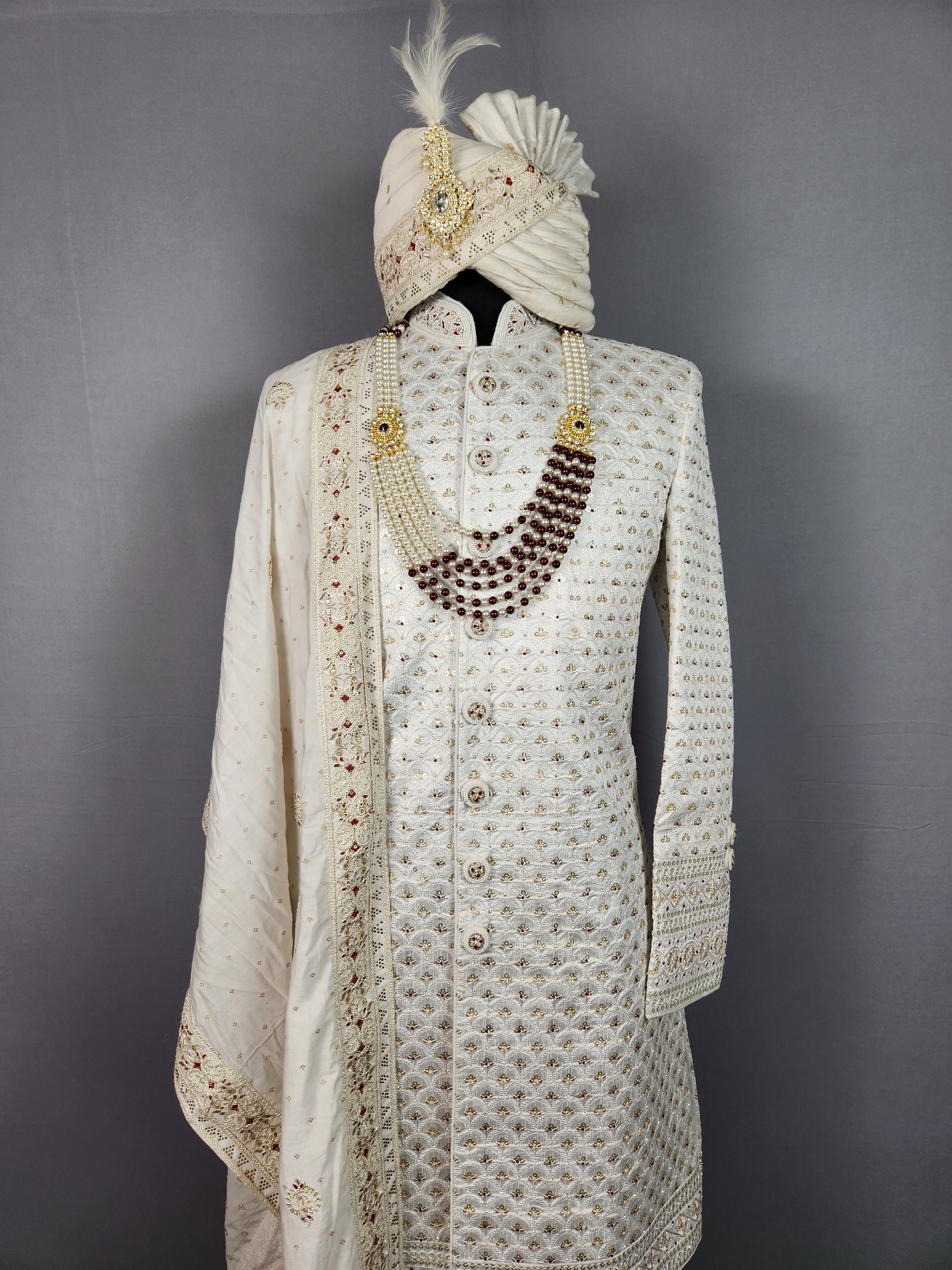 White Sherwani for Groom  -   Indian Wedding Outfit for Men