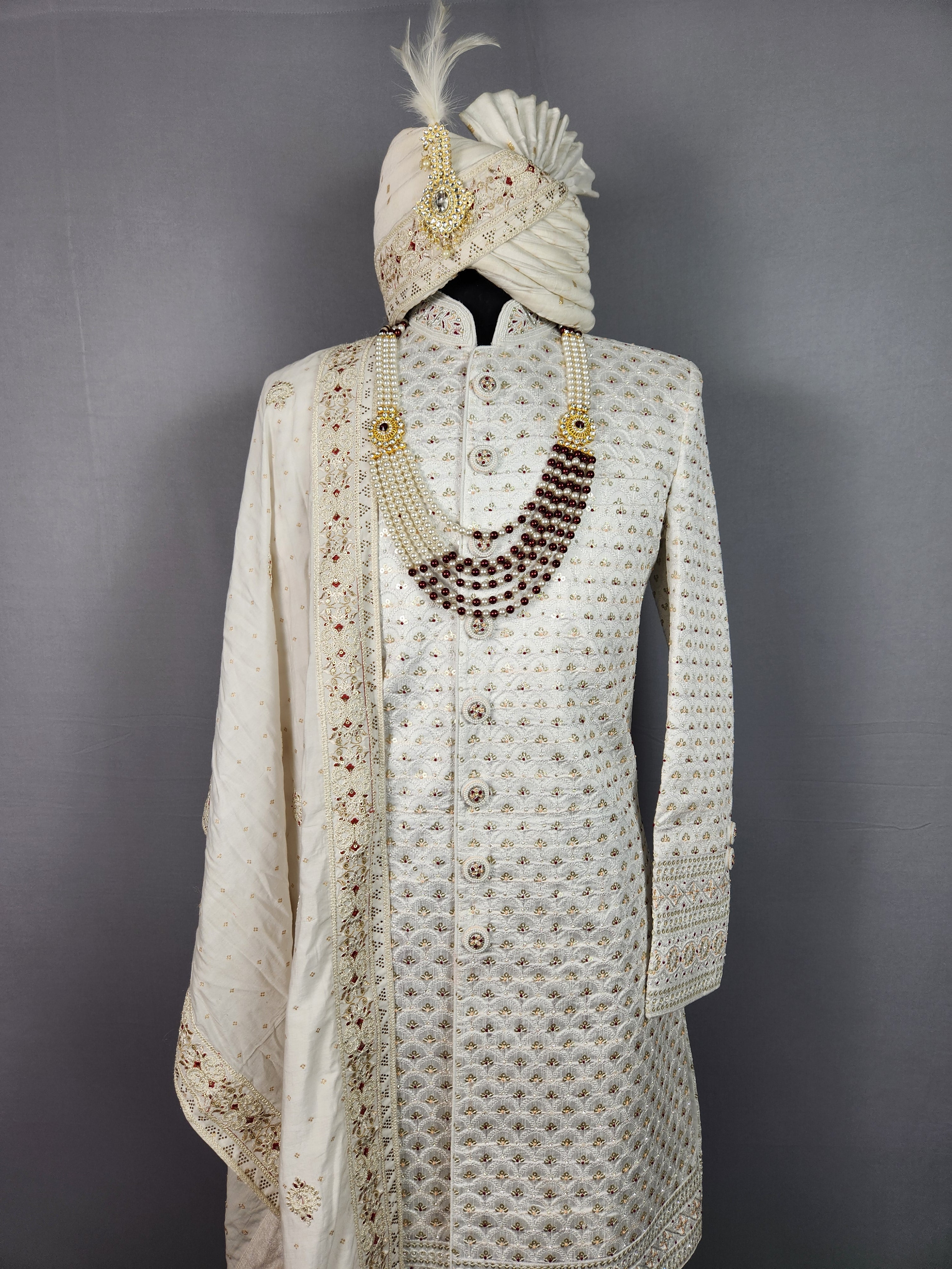 White Sherwani for Groom  -   Indian Wedding Outfit for Men