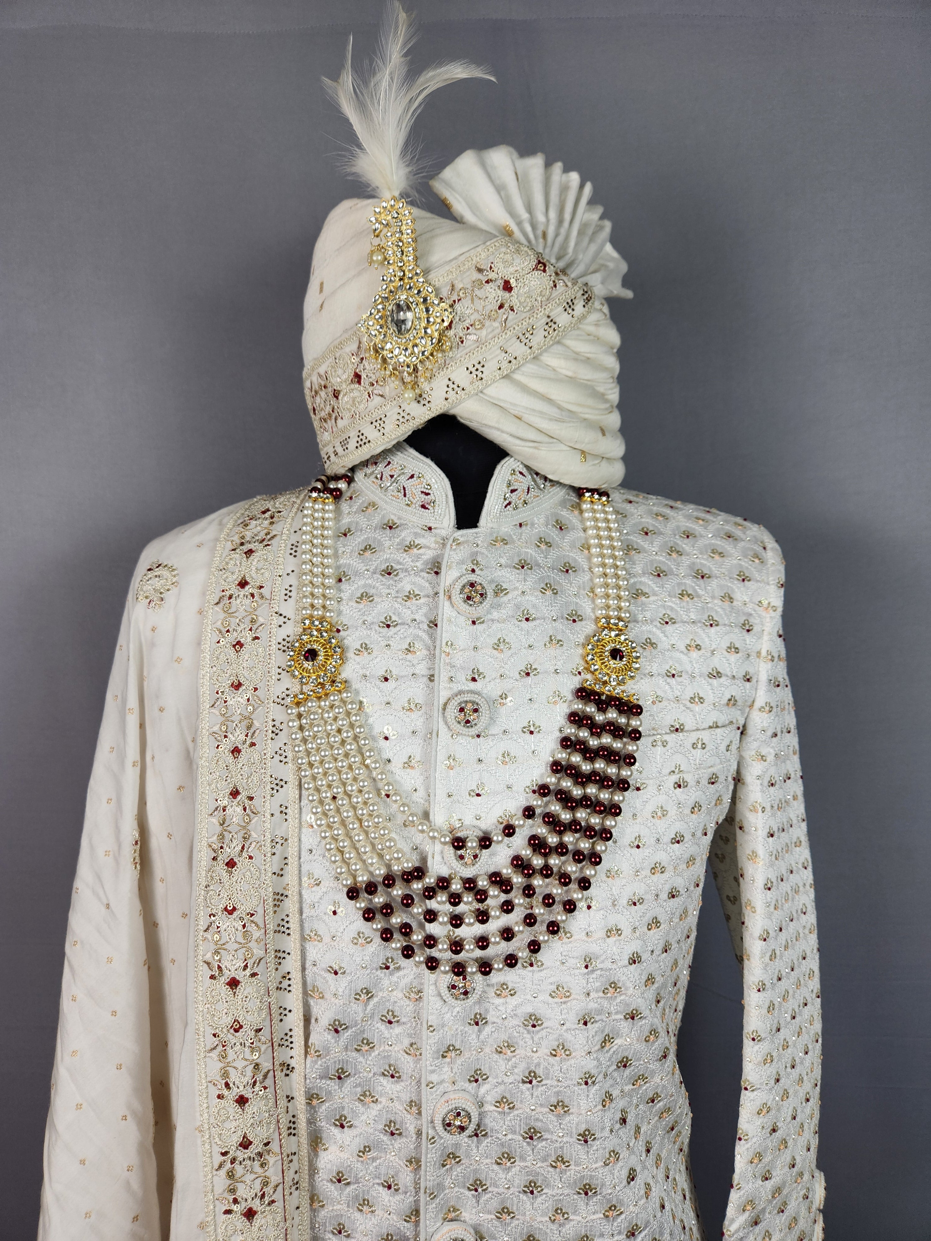 White Sherwani for Groom  -   Indian Wedding Outfit for Men